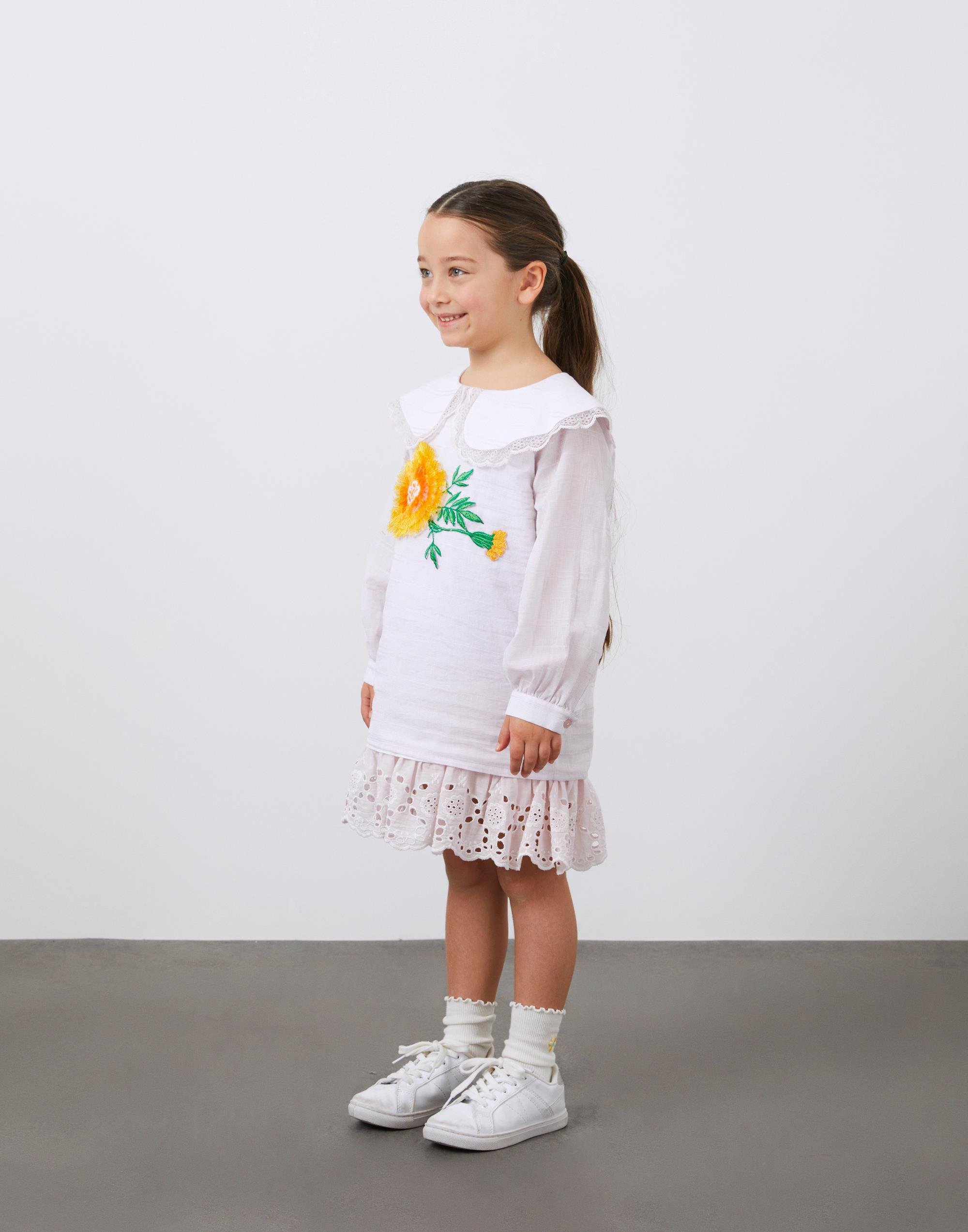 Nakış Detaylı Bebe Yaka Lila Vual Kız Çocuk Elbise - junior, designer dresses, bachelorette, party dresses and graduation dresses.