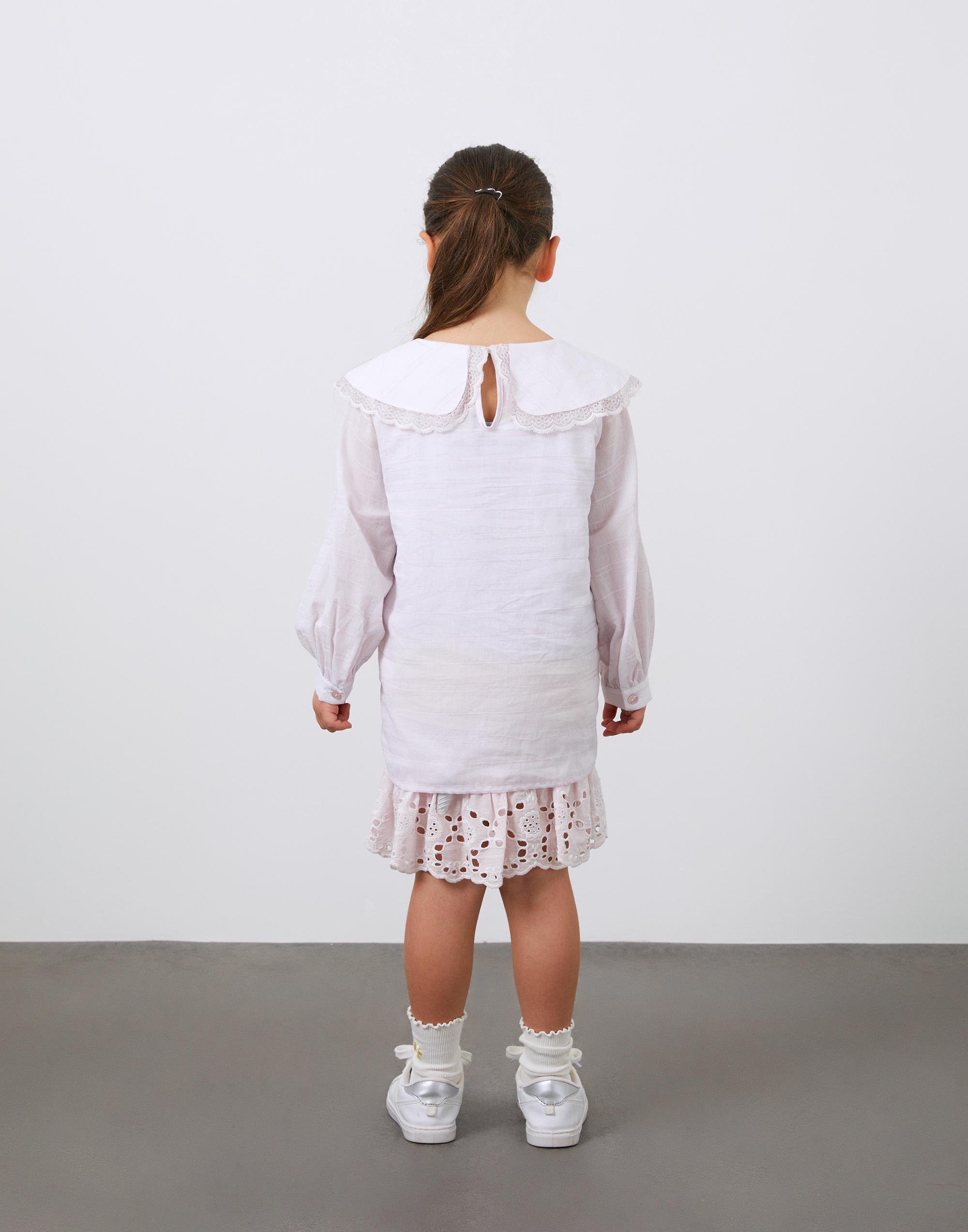 Nakış Detaylı Bebe Yaka Lila Vual Kız Çocuk Elbise - junior, designer dresses, bachelorette, party dresses and graduation dresses.