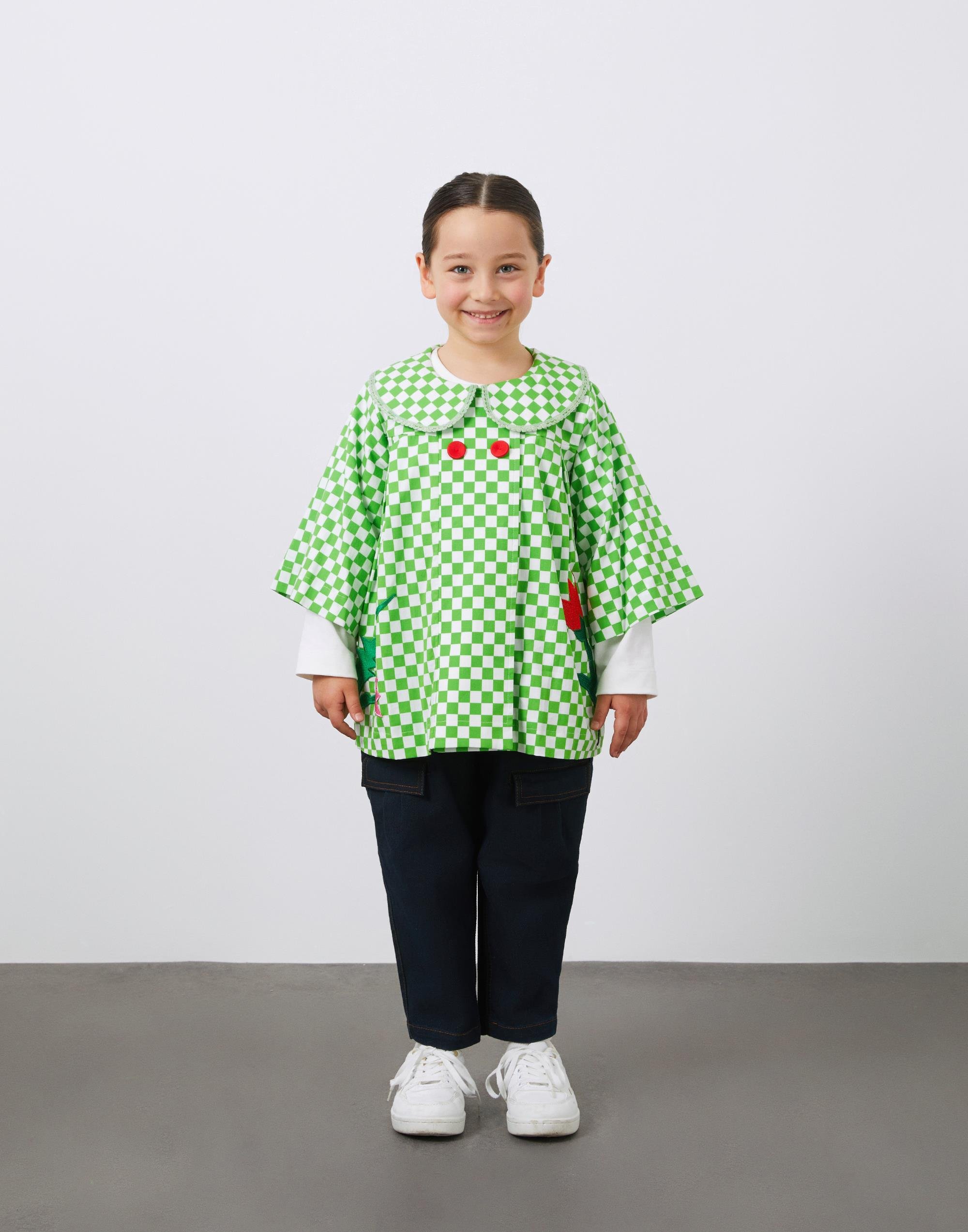 Nakış Detaylı Bebe Yaka Yeşil Kız Çocuk Koton Ceket - junior, designer dresses, bachelorette, party dresses and graduation dresses.