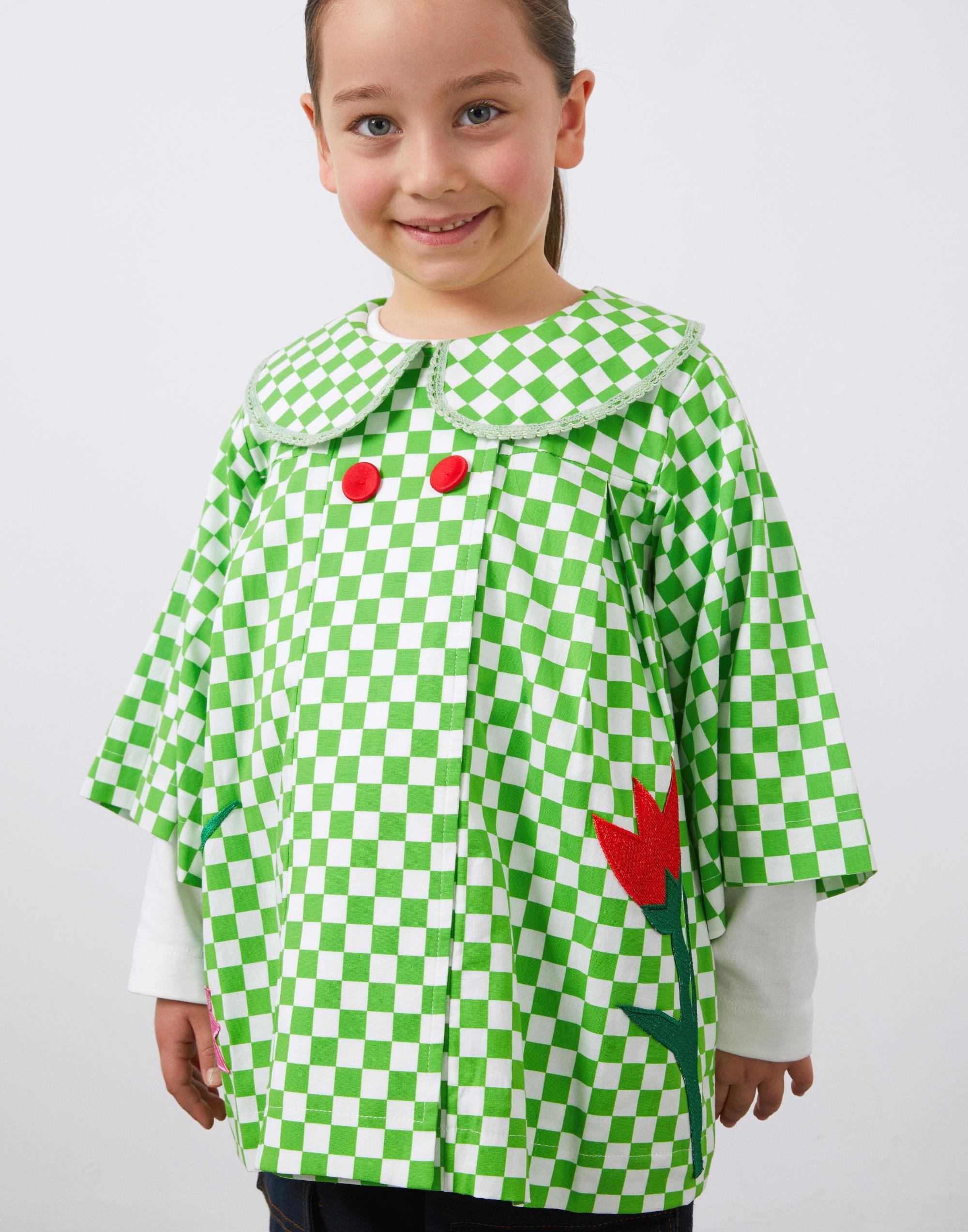 Nakış Detaylı Bebe Yaka Yeşil Kız Çocuk Koton Ceket - junior, designer dresses, bachelorette, party dresses and graduation dresses.