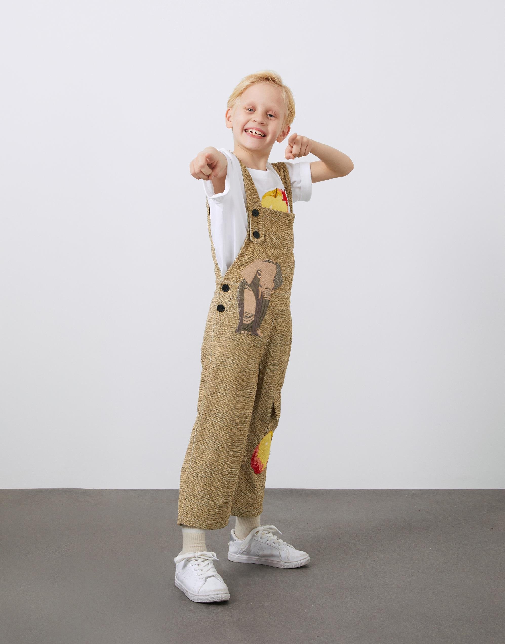 Buttoned Boy's Velvet Jumpsuit with Embroidery Detail - junior, designer dresses, bachelorette, party dresses and graduation dresses.