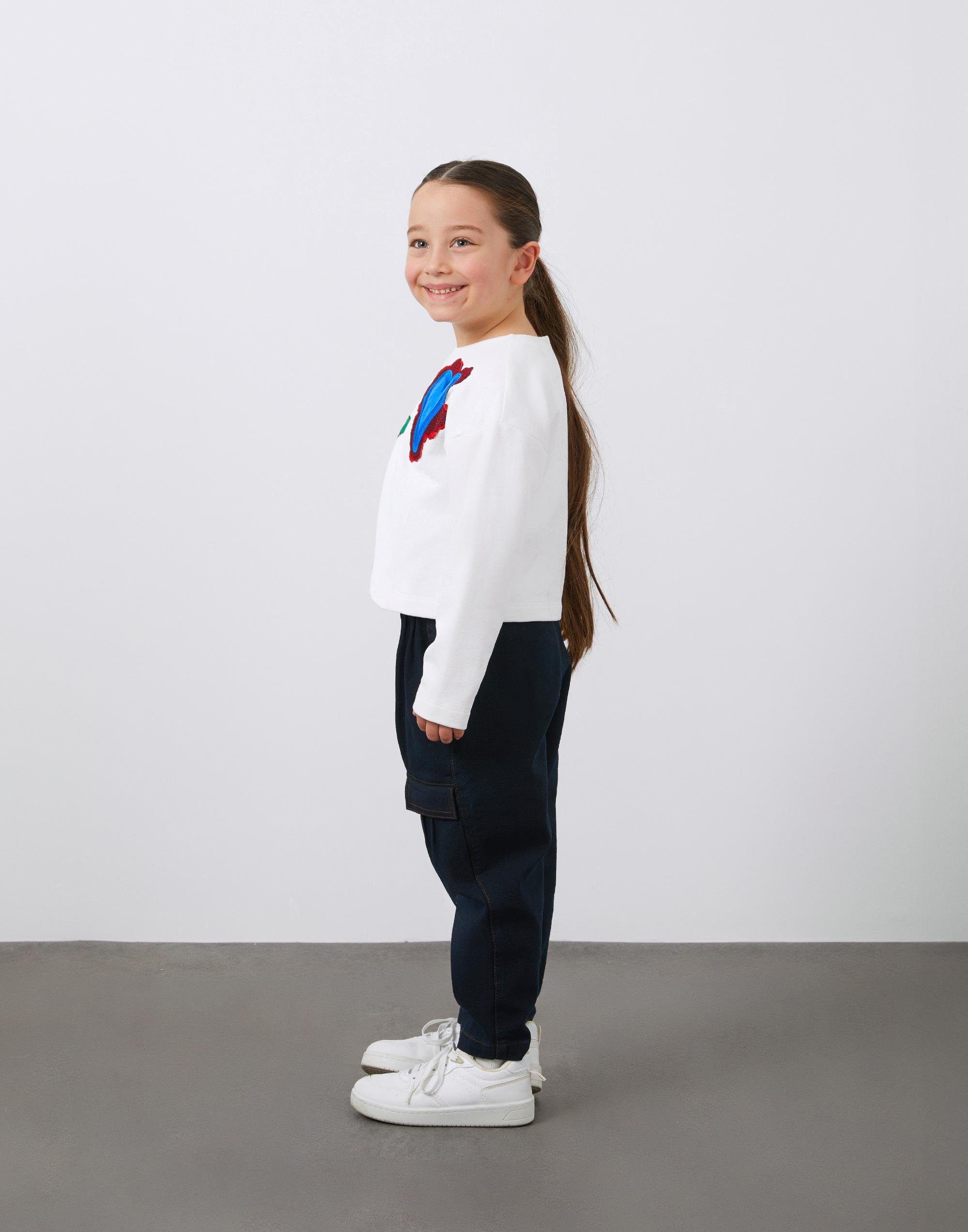 Nakış Detaylı Ekru Kız Çocuk Sweatshirt - junior, designer dresses, bachelorette, party dresses and graduation dresses.