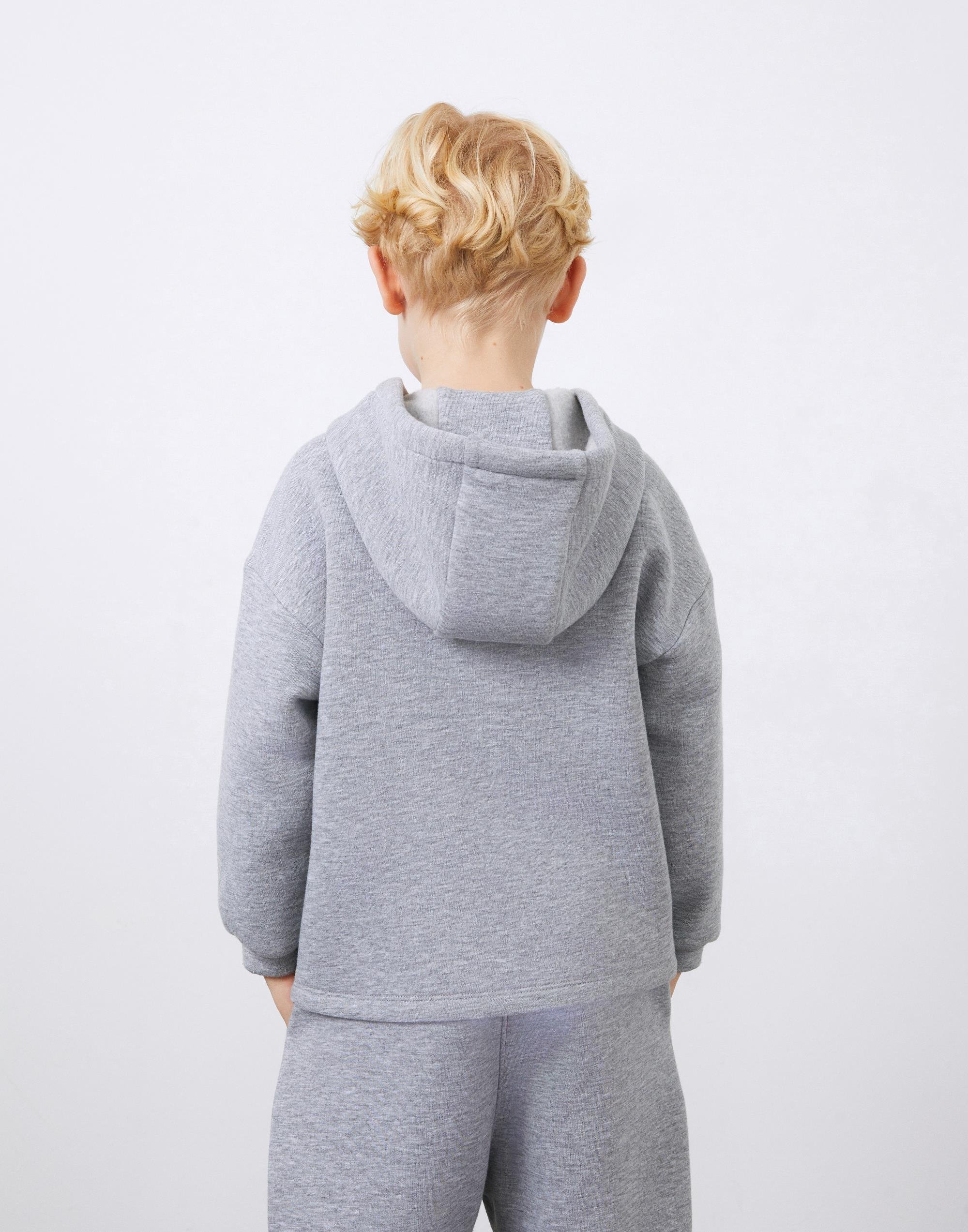 Gray Boy's Sweatshirt with Embroidery Detailed Zipper - junior, designer dresses, bachelorette, party dresses and graduation dresses.