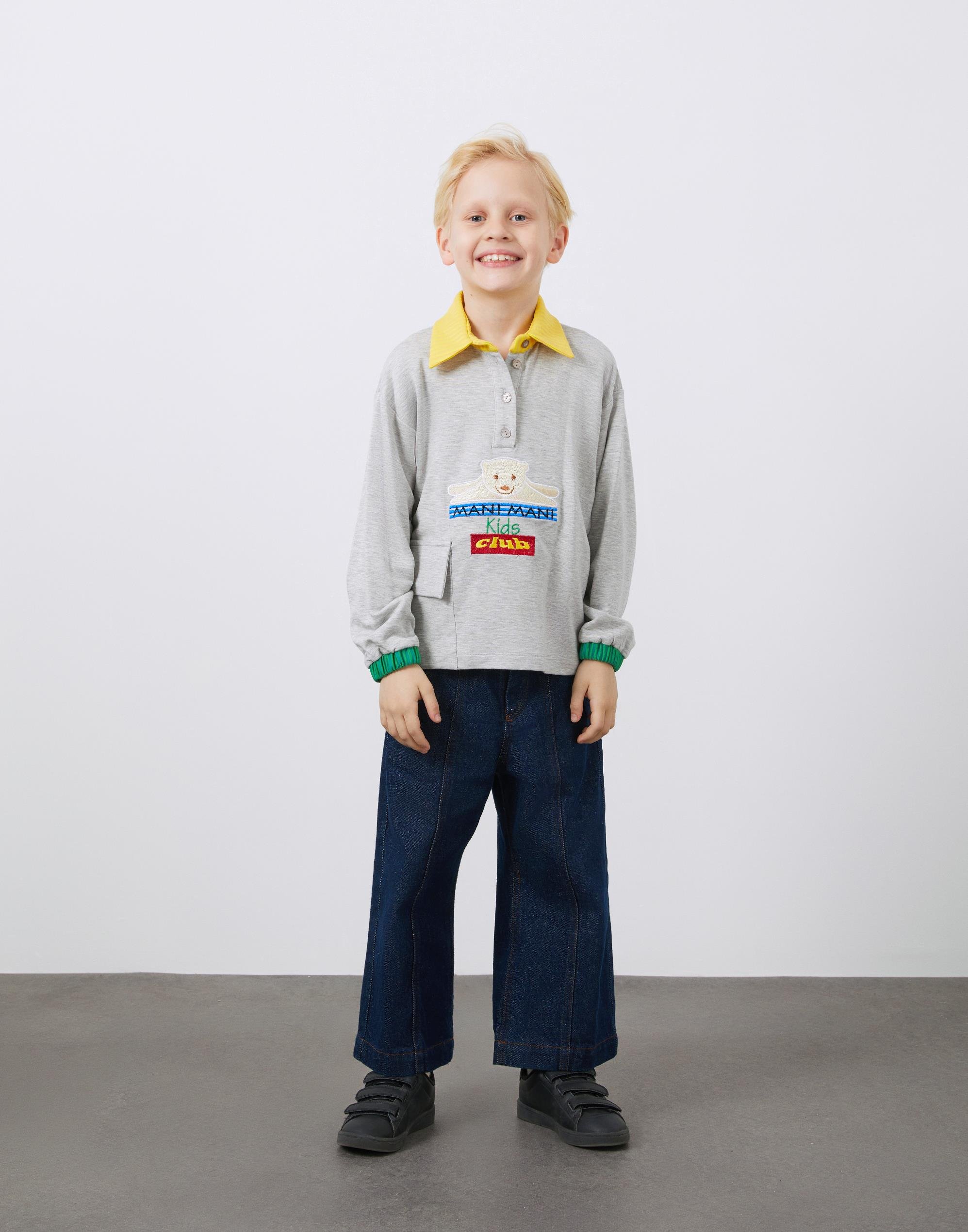 Nakış Detaylı Gömlek Yaka Erkek Çocuk Sweatshirt - junior, designer dresses, bachelorette, party dresses and graduation dresses.