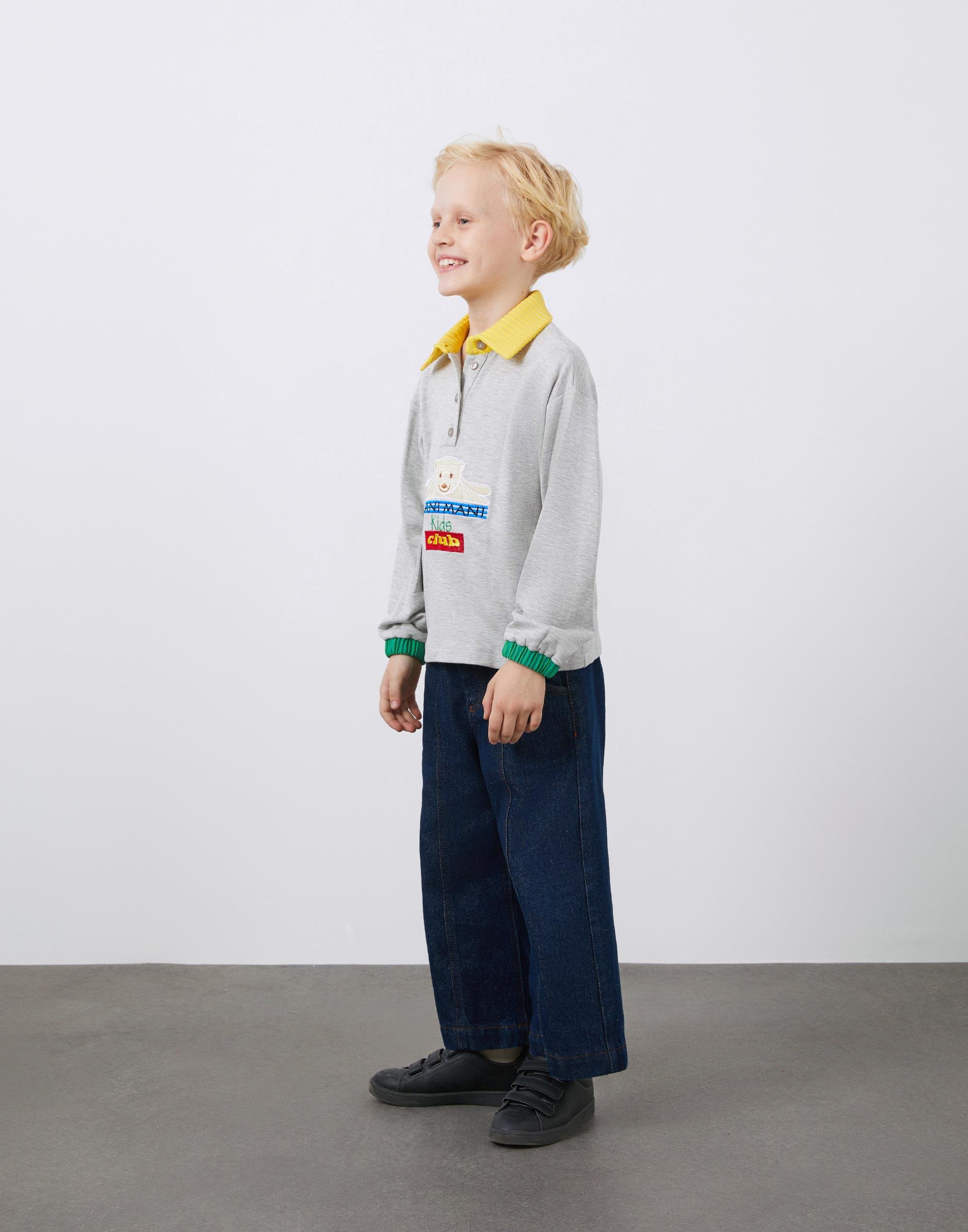 Nakış Detaylı Gömlek Yaka Erkek Çocuk Sweatshirt - junior, designer dresses, bachelorette, party dresses and graduation dresses.