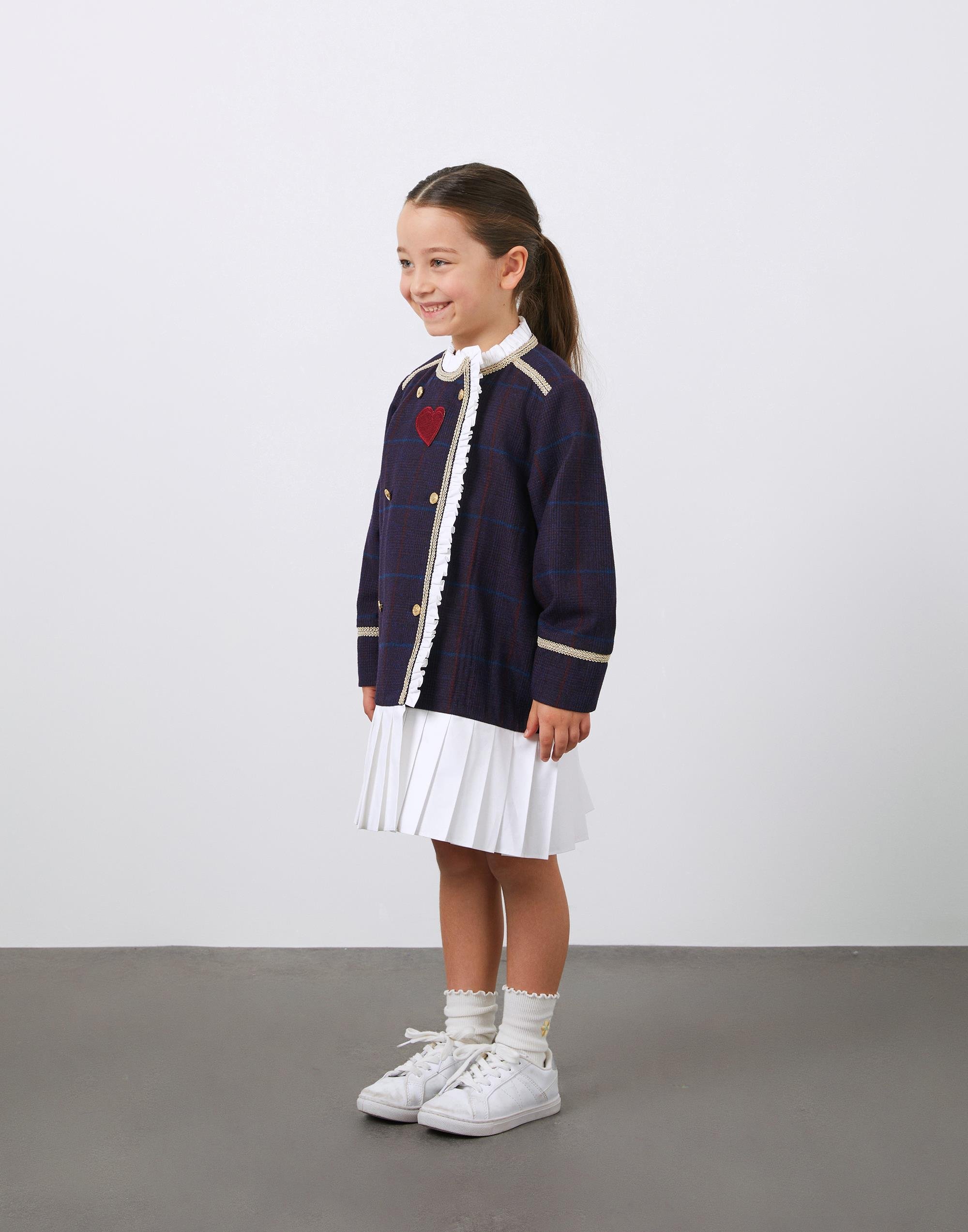 Nakış Detaylı Hakim Yaka Kız Çocuk Pileli Elbise - junior, designer dresses, bachelorette, party dresses and graduation dresses.