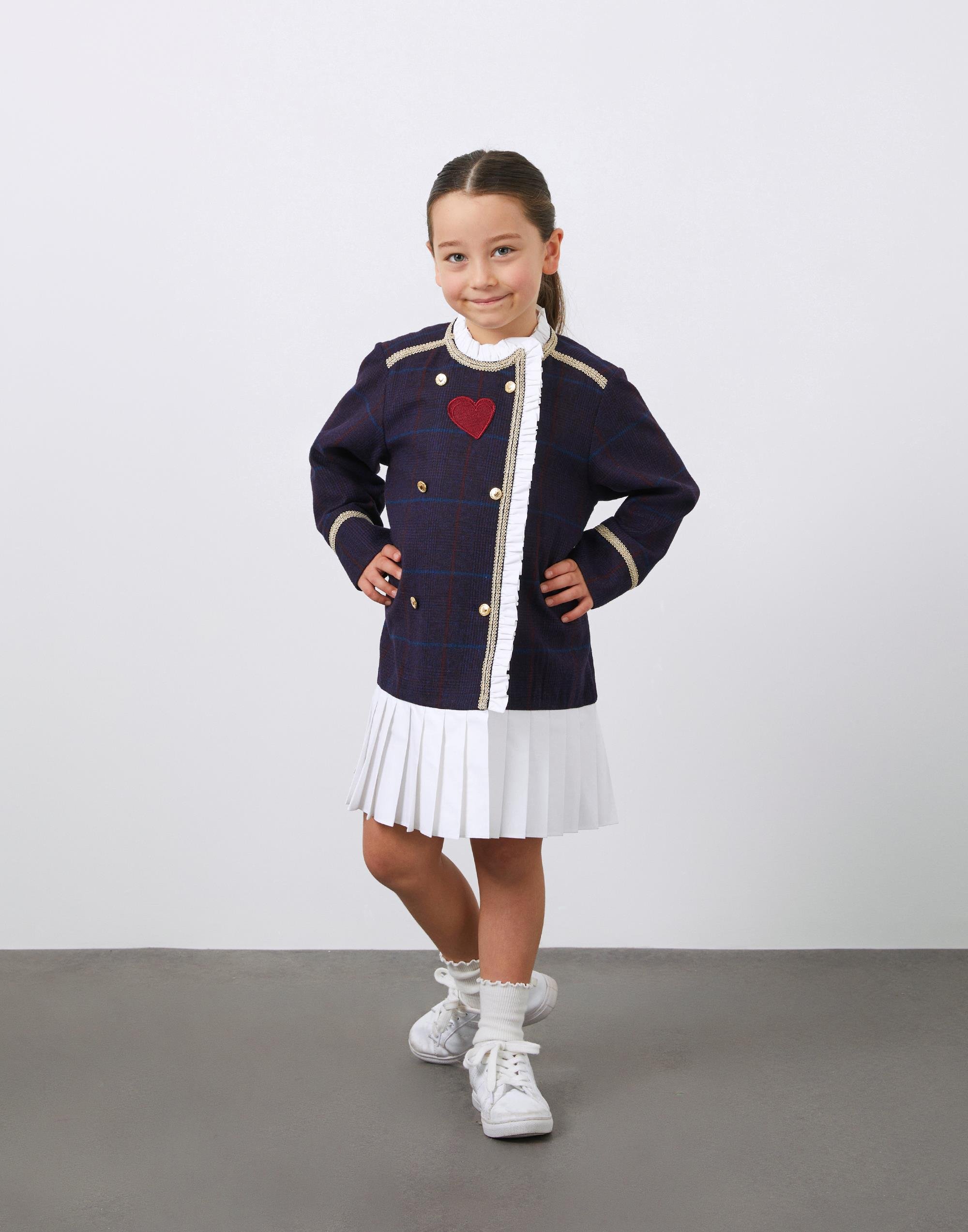 Nakış Detaylı Hakim Yaka Kız Çocuk Pileli Elbise - junior, designer dresses, bachelorette, party dresses and graduation dresses.