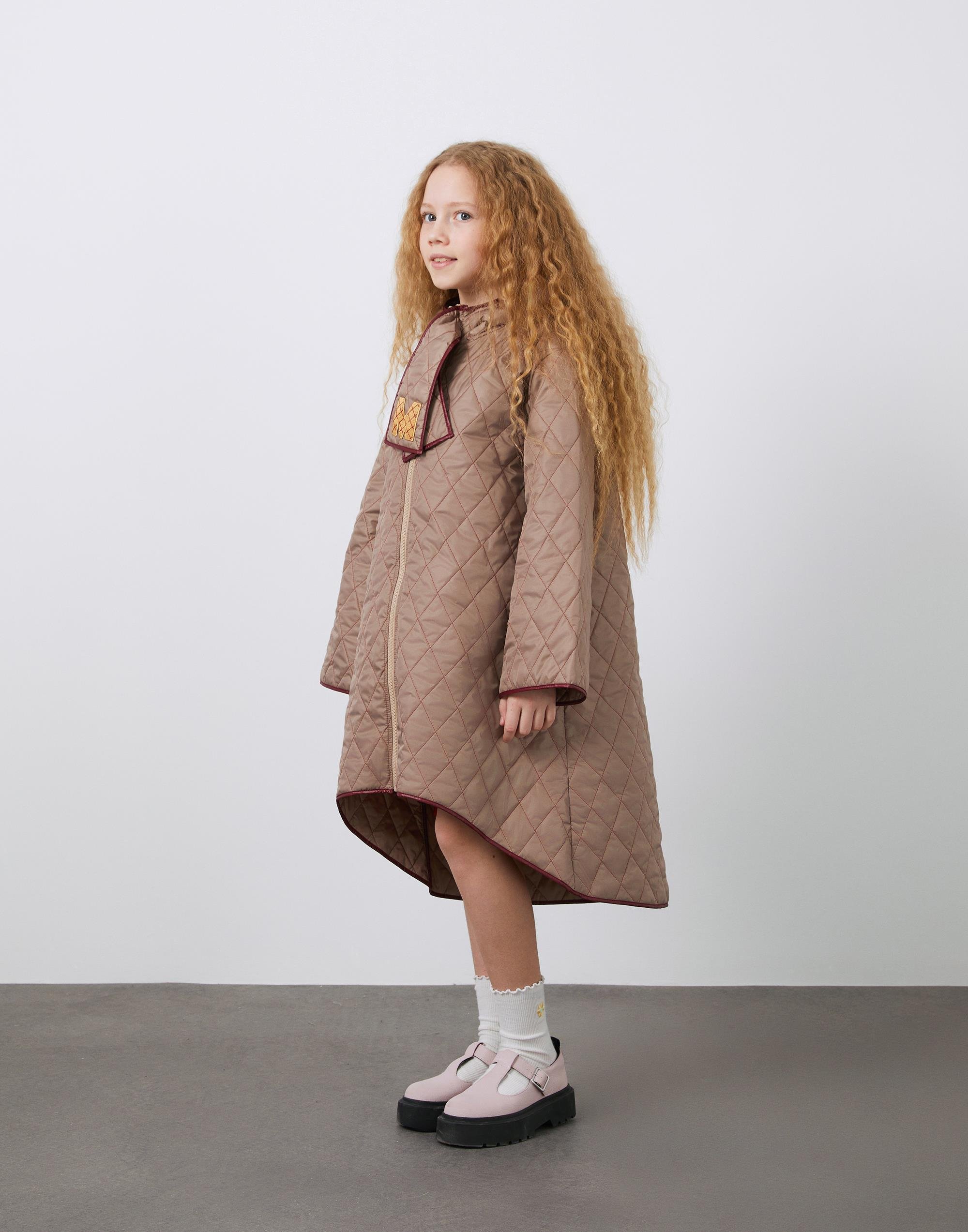 Nakış Detaylı Kız Çocuk Kapitone Uzun Ceket - junior, designer dresses, bachelorette, party dresses and graduation dresses.