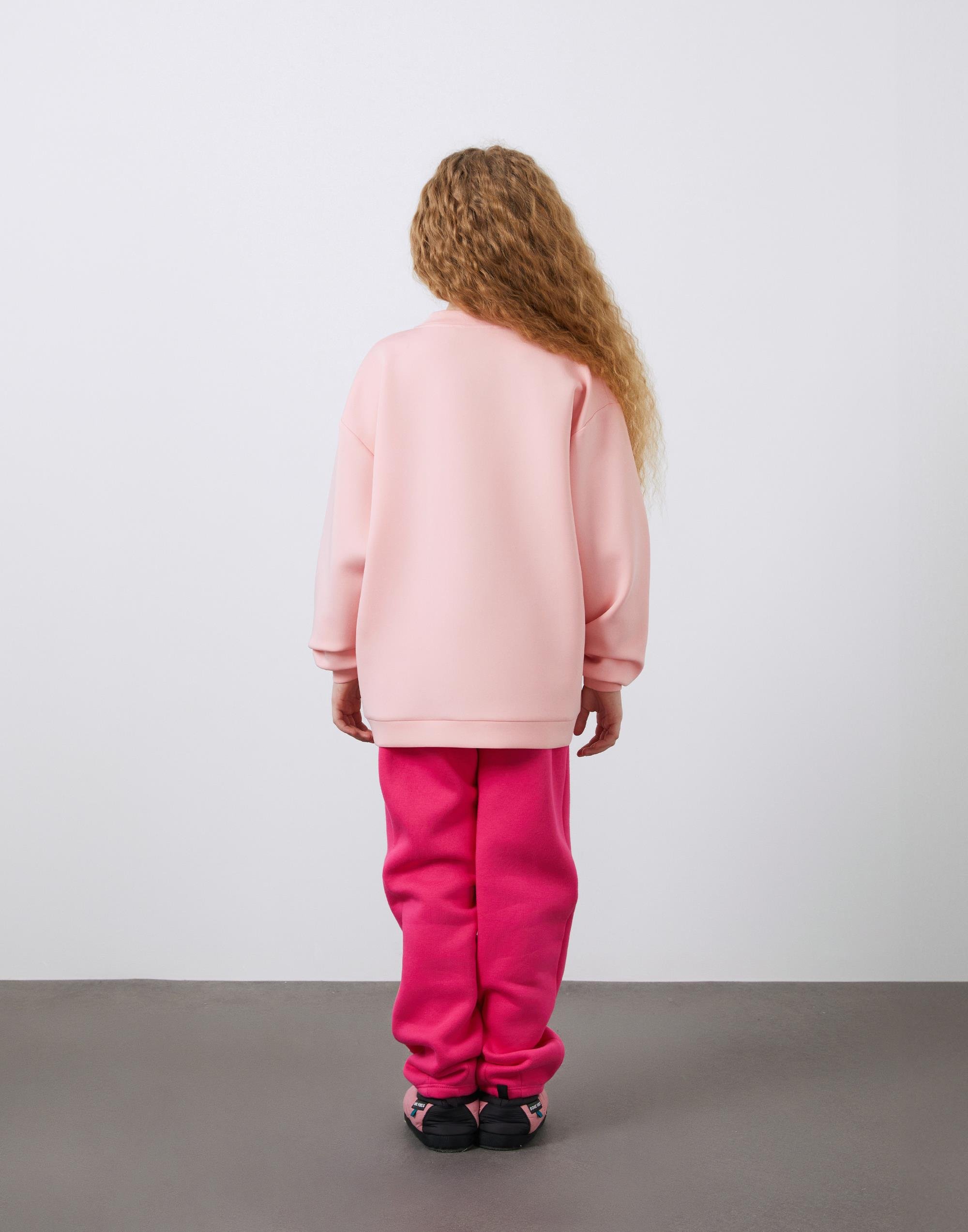 Nakış Detaylı Oversize Pembe Sweat - junior, designer dresses, bachelorette, party dresses and graduation dresses.