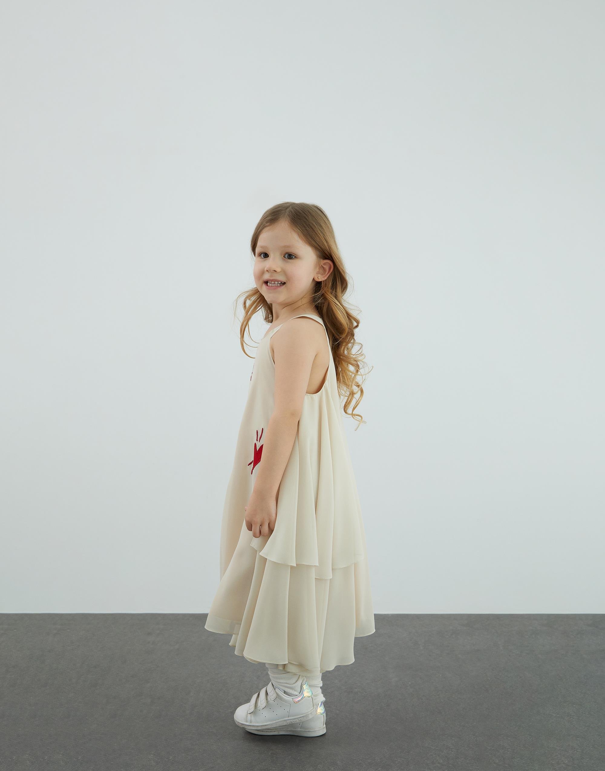 Nakış Detaylı Şifon Bej Elbise - junior, designer dresses, bachelorette, party dresses and graduation dresses.