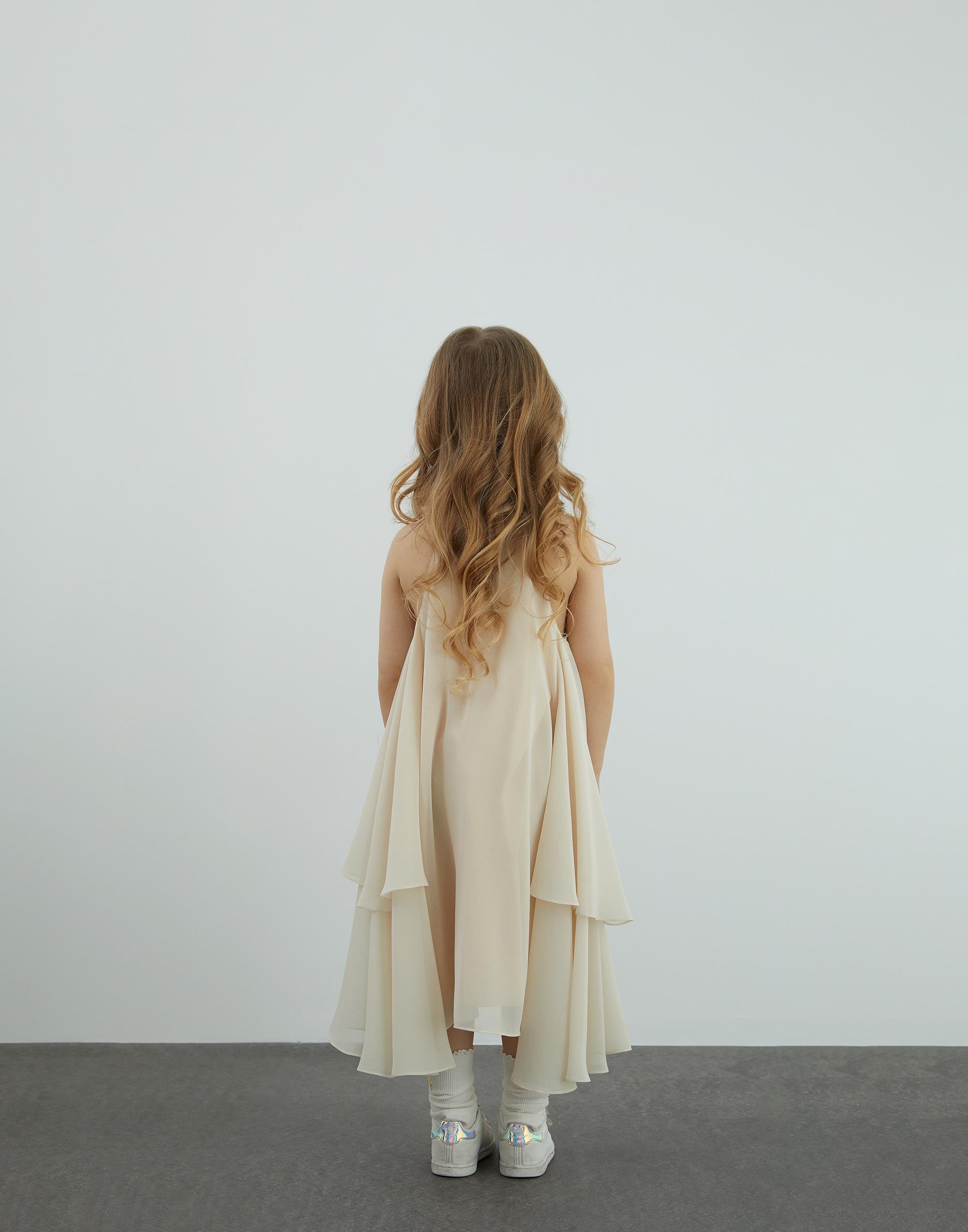 Nakış Detaylı Şifon Bej Elbise - junior, designer dresses, bachelorette, party dresses and graduation dresses.