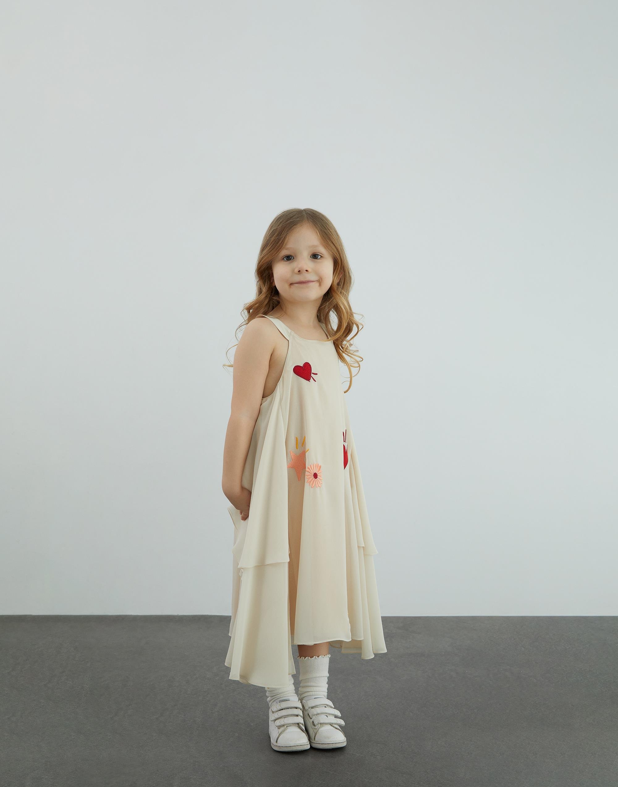 Nakış Detaylı Şifon Bej Elbise - junior, designer dresses, bachelorette, party dresses and graduation dresses.