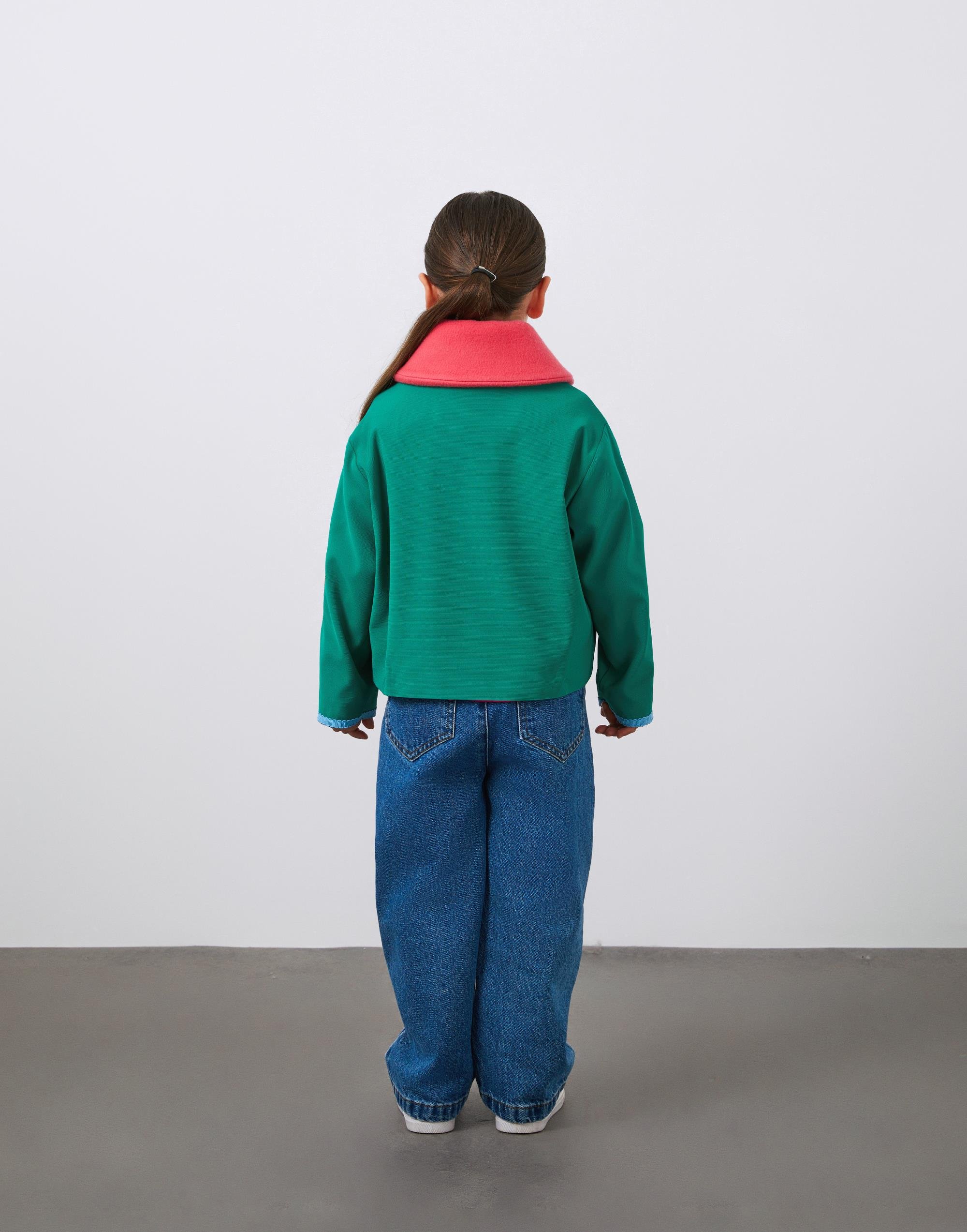 Nakış Detaylı Yeşil Kız Çocuk Ceket - junior, designer dresses, bachelorette, party dresses and graduation dresses.