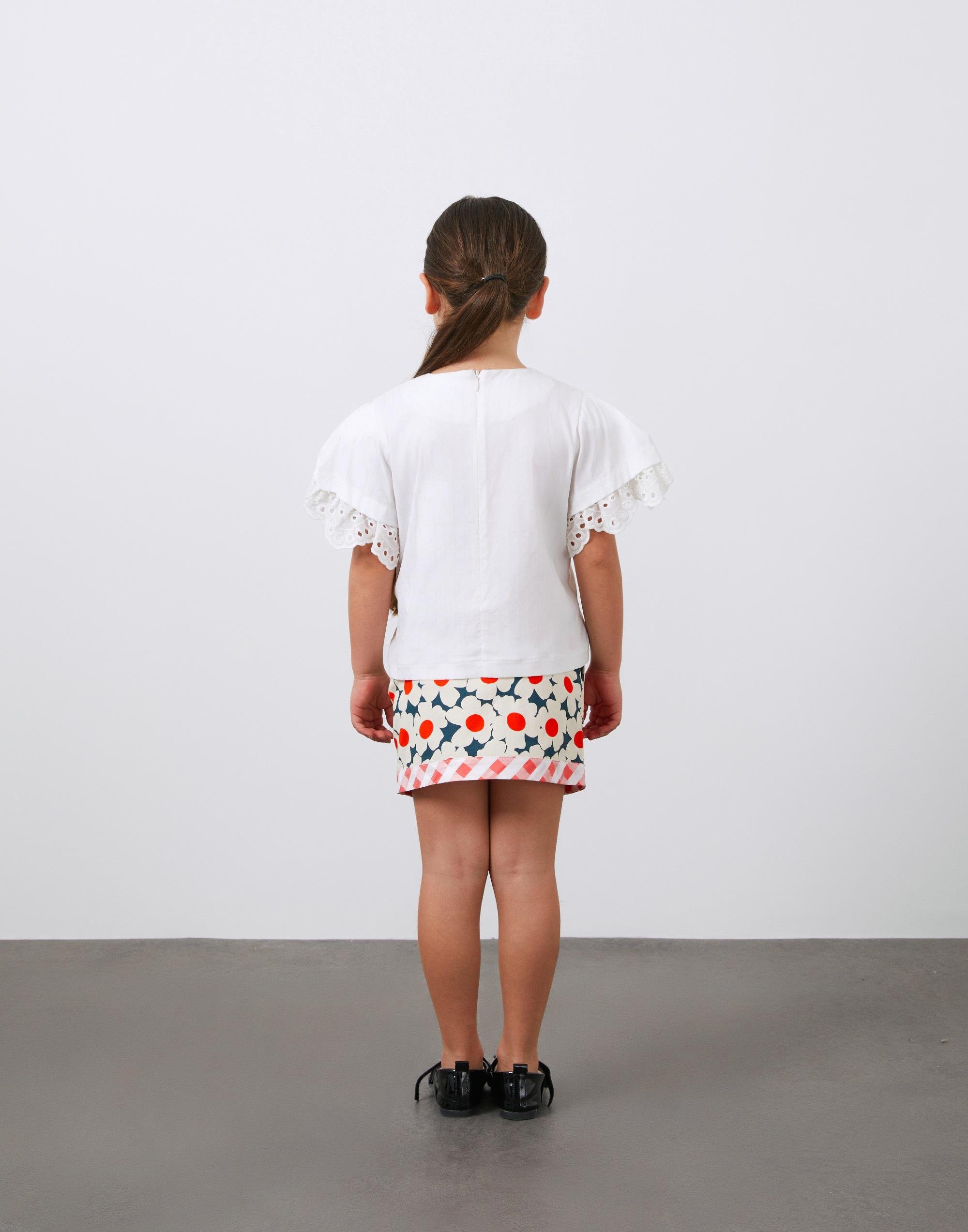 Nakış Esprili Dantel Detaylı Poplin Beyaz Kız Çocuk Bluz - junior, designer dresses, bachelorette, party dresses and graduation dresses.