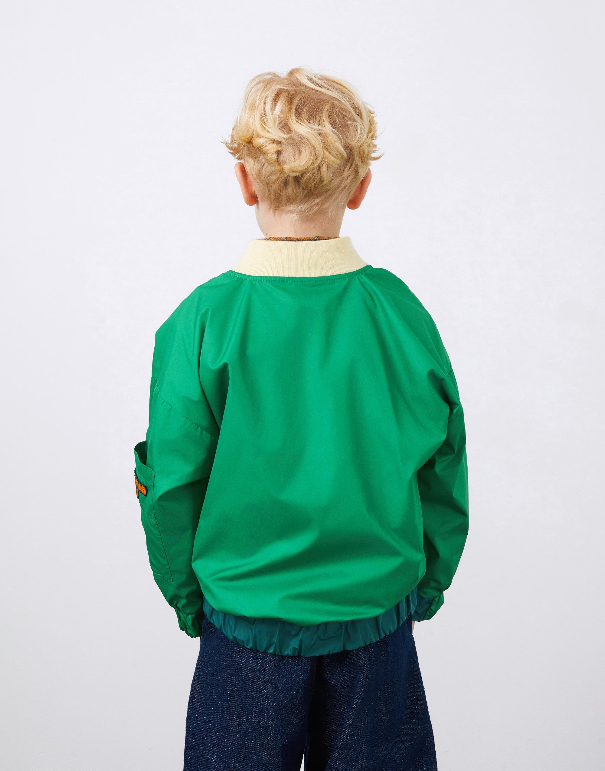 Nakış ve Cep Detaylı Dik Yaka Yeşil Erkek Çocuk Fermuarlı Ceket - junior, designer dresses, bachelorette, party dresses and graduation dresses.