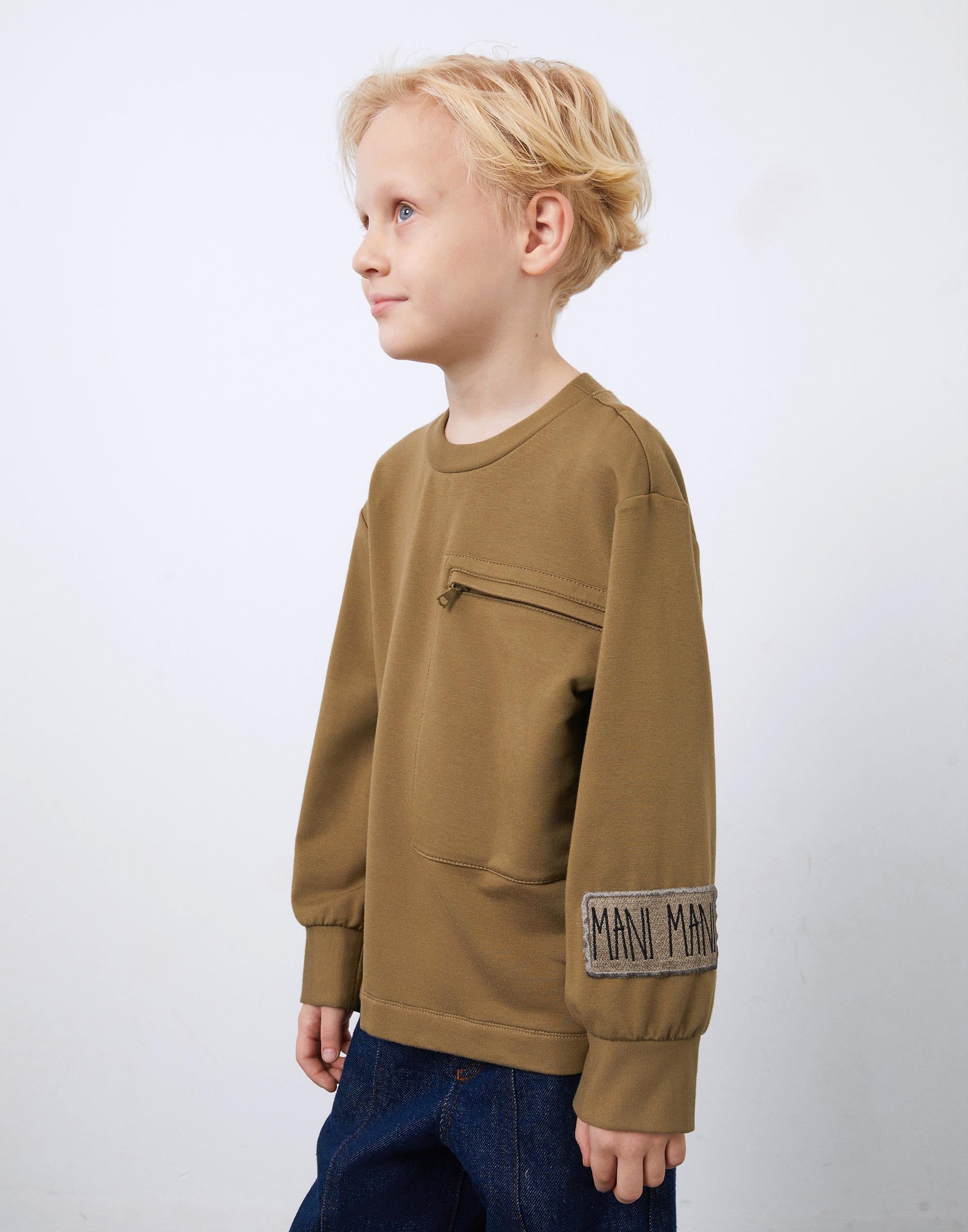 Green Boy's Sweatshirt with Embroidery and Pocket Detail - junior, designer dresses, bachelorette, party dresses and graduation dresses.