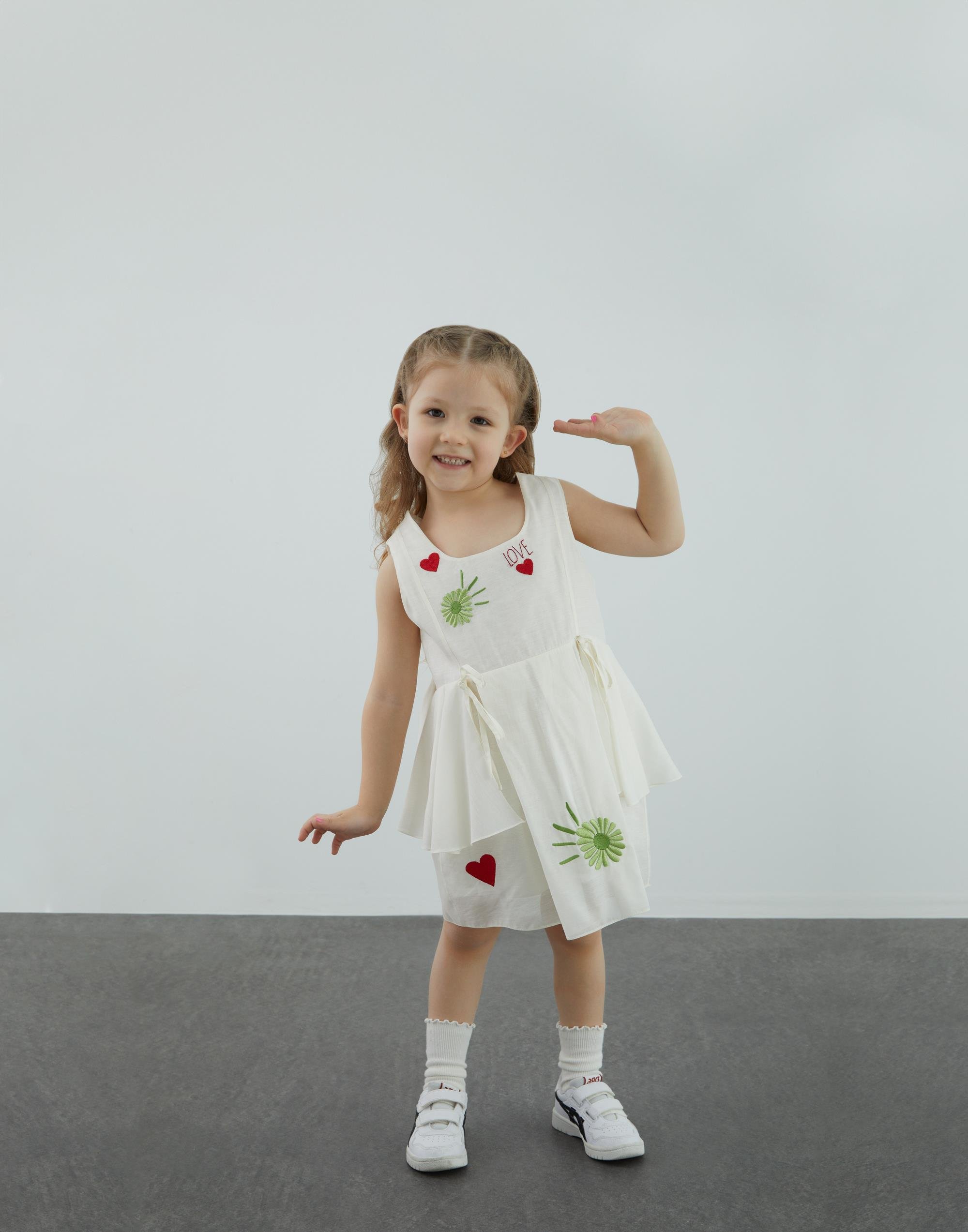 Nakış Ve Peplum Detaylı Ekru  Elbise - junior, designer dresses, bachelorette, party dresses and graduation dresses.