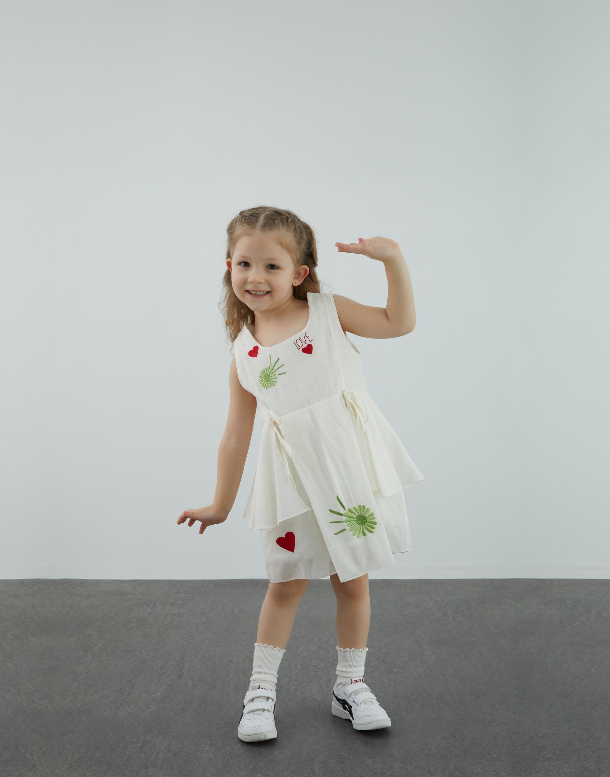 Nakış Ve Peplum Detaylı Ekru  Elbise - junior, designer dresses, bachelorette, party dresses and graduation dresses.