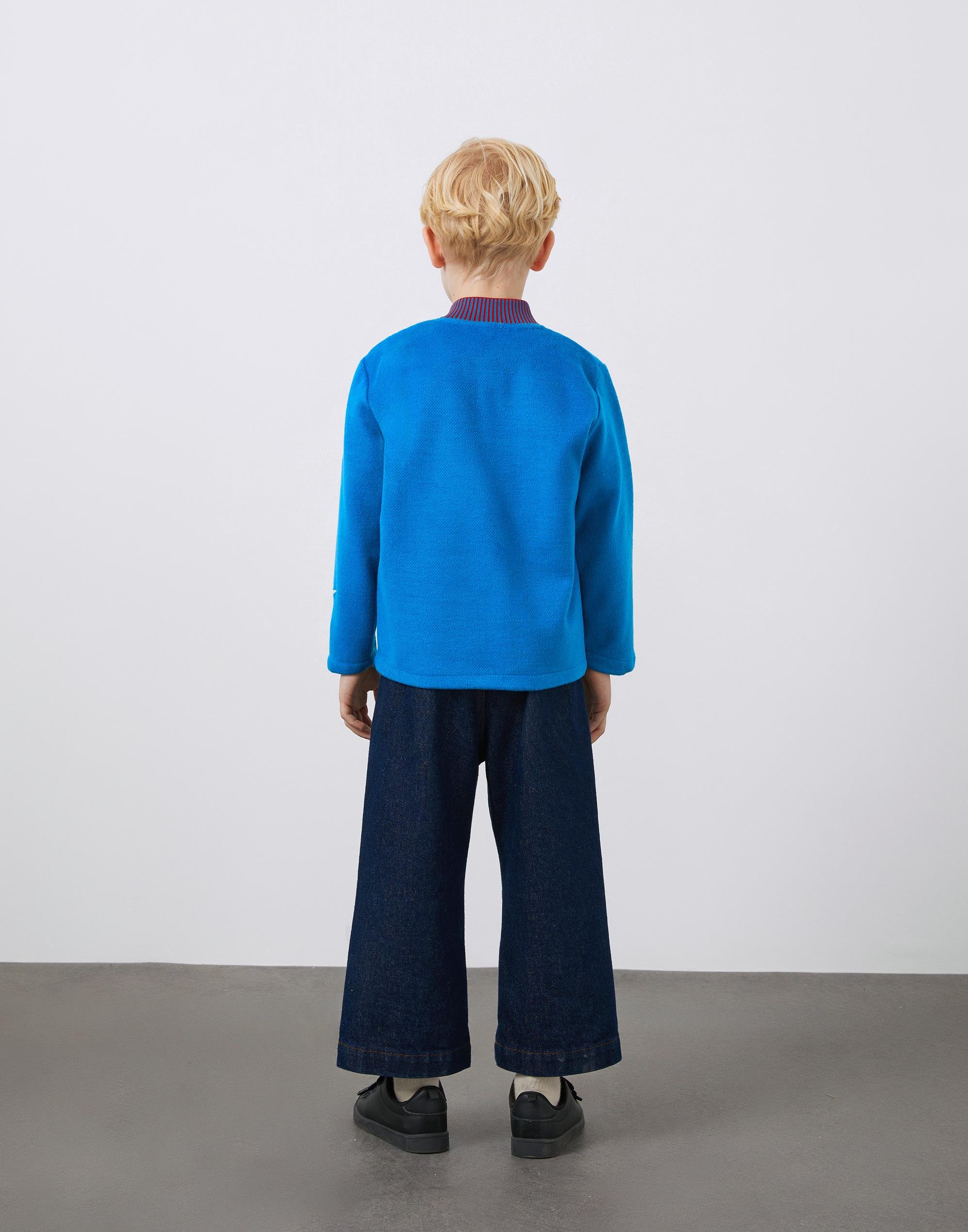 Nakış Ve Triko Detaylı Düğmeli Erkek Çocuk Kaşe Ceket - junior, designer dresses, bachelorette, party dresses and graduation dresses.