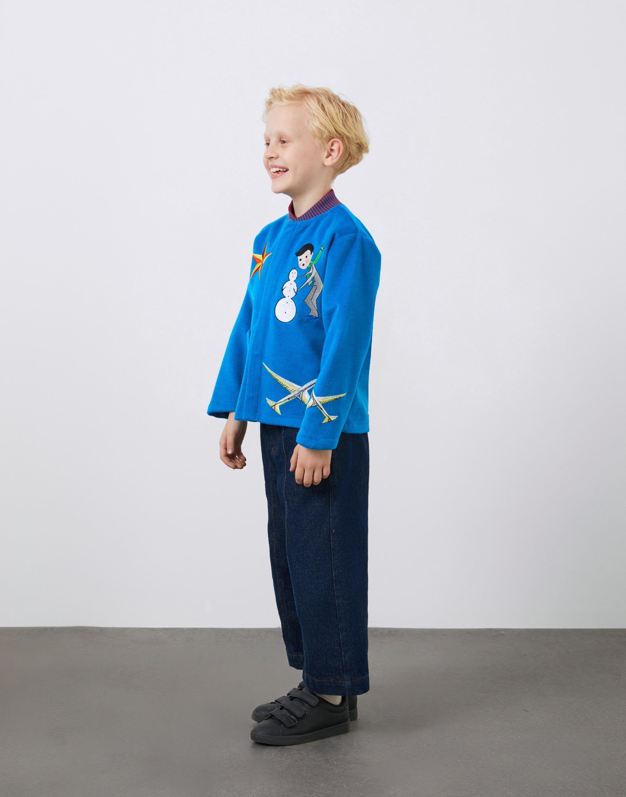 Nakış Ve Triko Detaylı Düğmeli Erkek Çocuk Kaşe Ceket - junior, designer dresses, bachelorette, party dresses and graduation dresses.