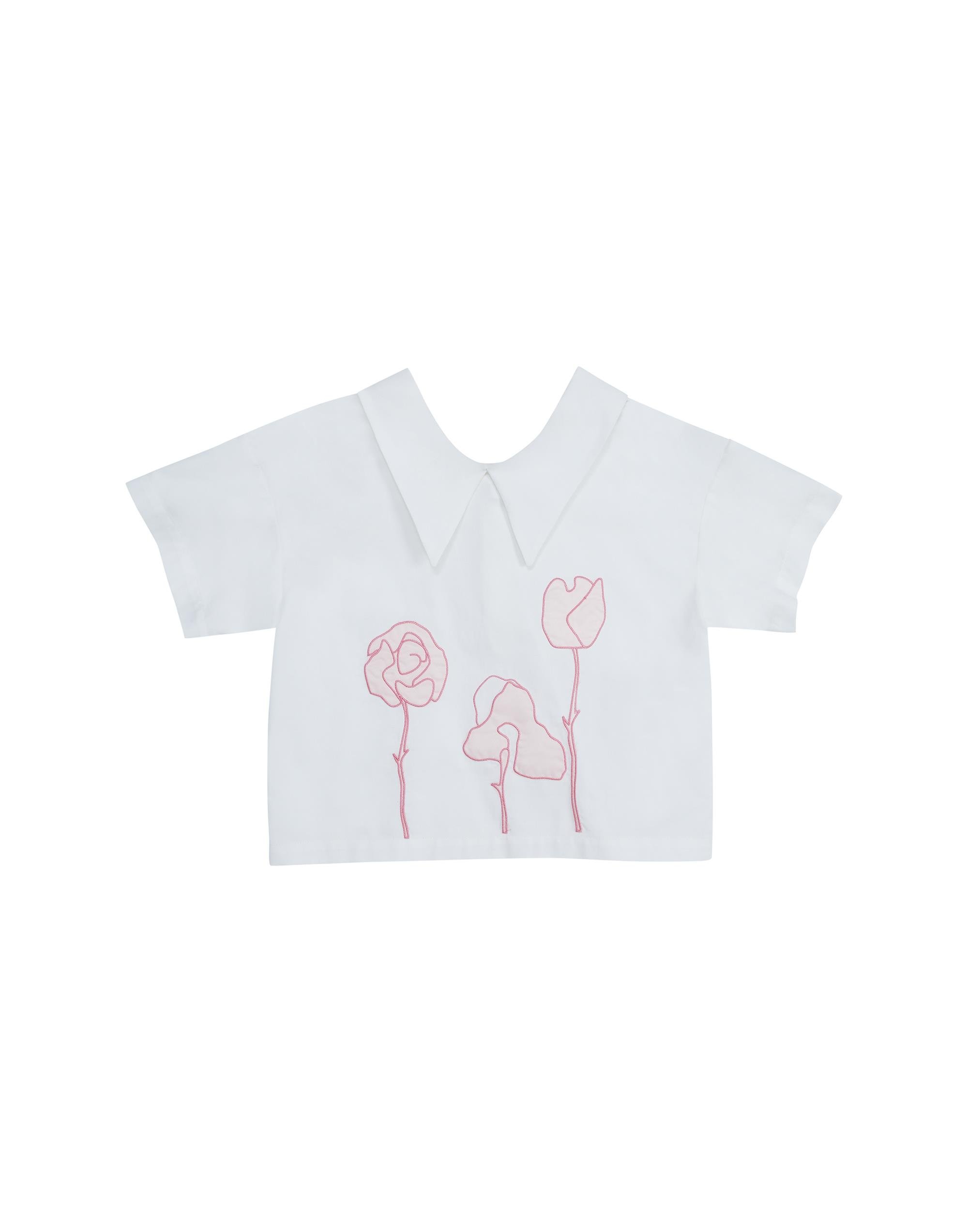 Nakışlı Kısa Kollu Mavi Gömlek - junior, designer dresses, bachelorette, party dresses and graduation dresses.