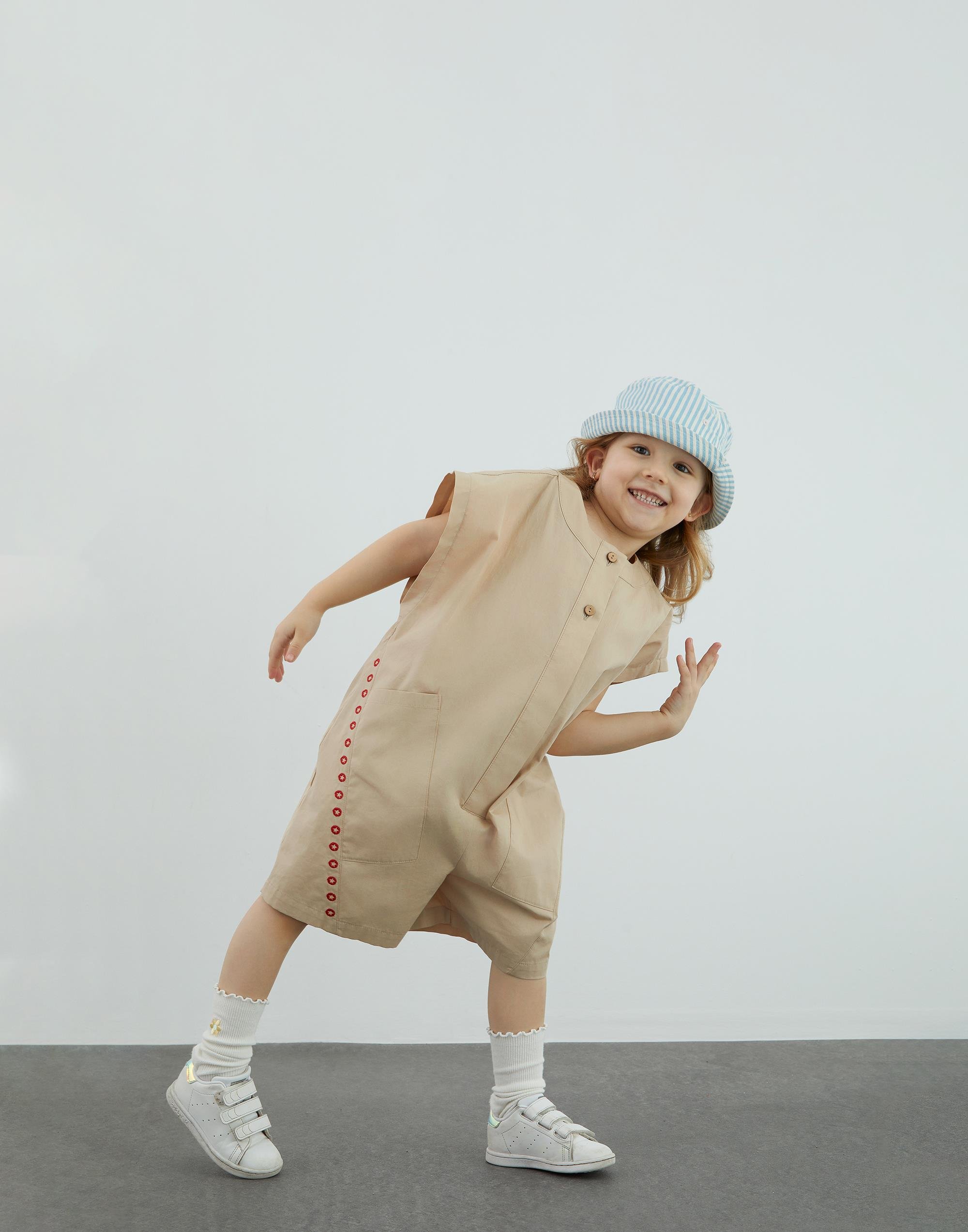 Nakışlı Poplin Bej Tulum - junior, designer dresses, bachelorette, party dresses and graduation dresses.