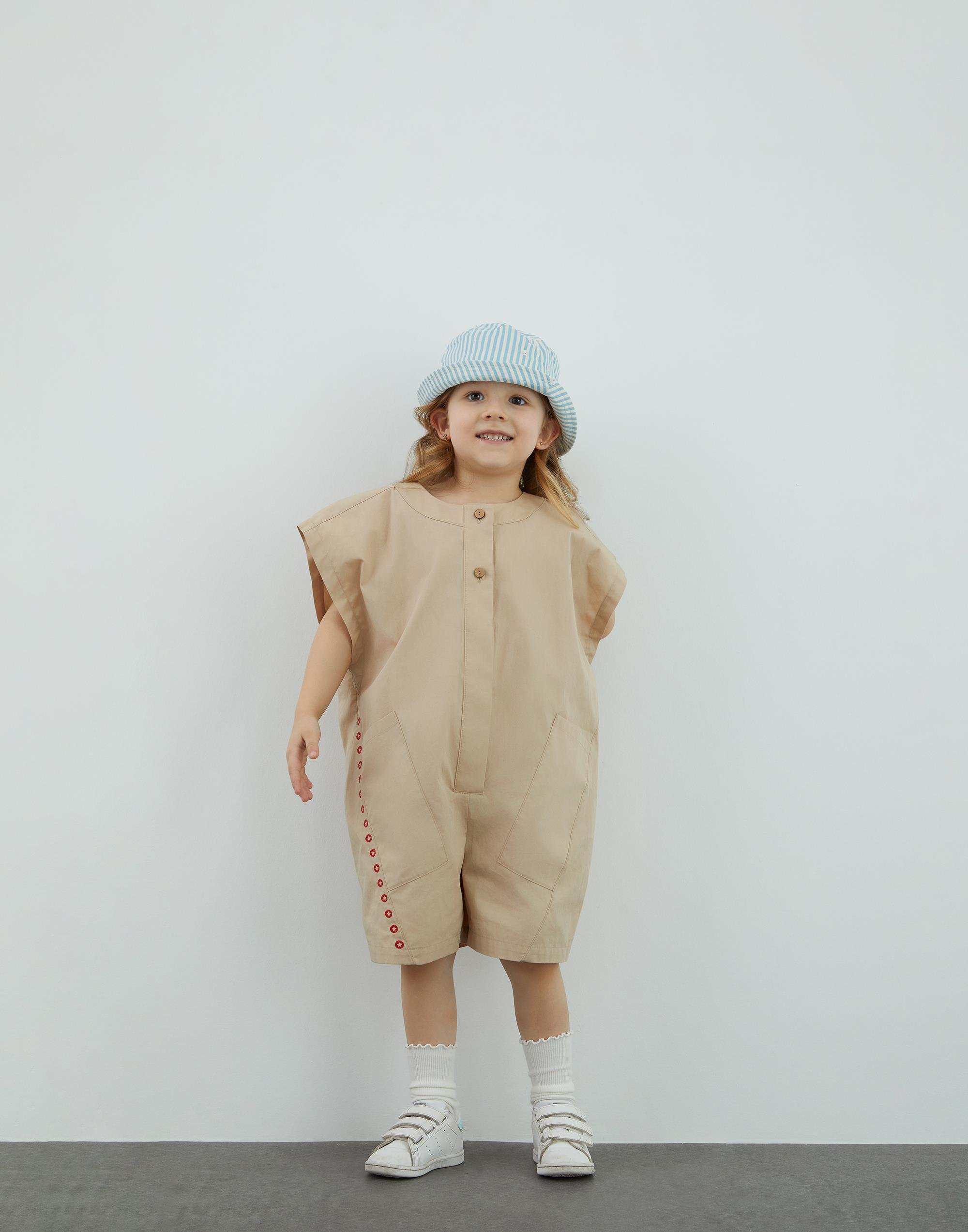 Nakışlı Poplin Bej Tulum - junior, designer dresses, bachelorette, party dresses and graduation dresses.