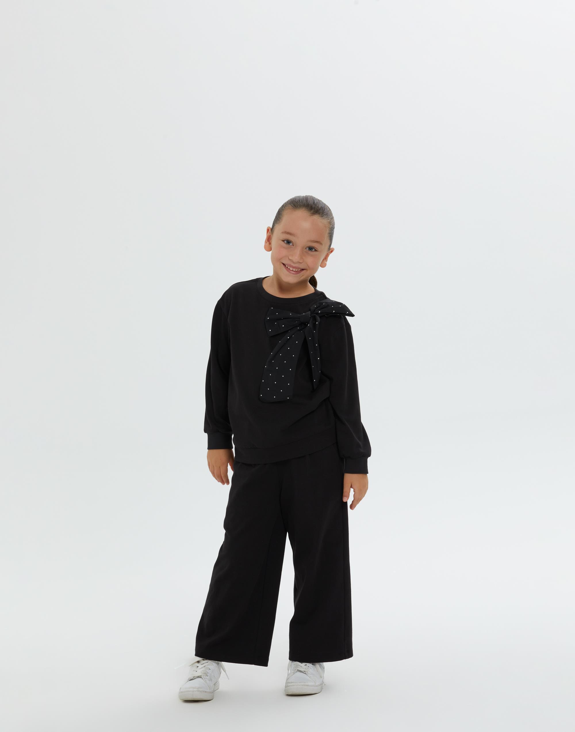 Omzu Fiyonk Detaylı Siyah Kız Çocuk Bluz - junior, designer dresses, bachelorette, party dresses and graduation dresses.