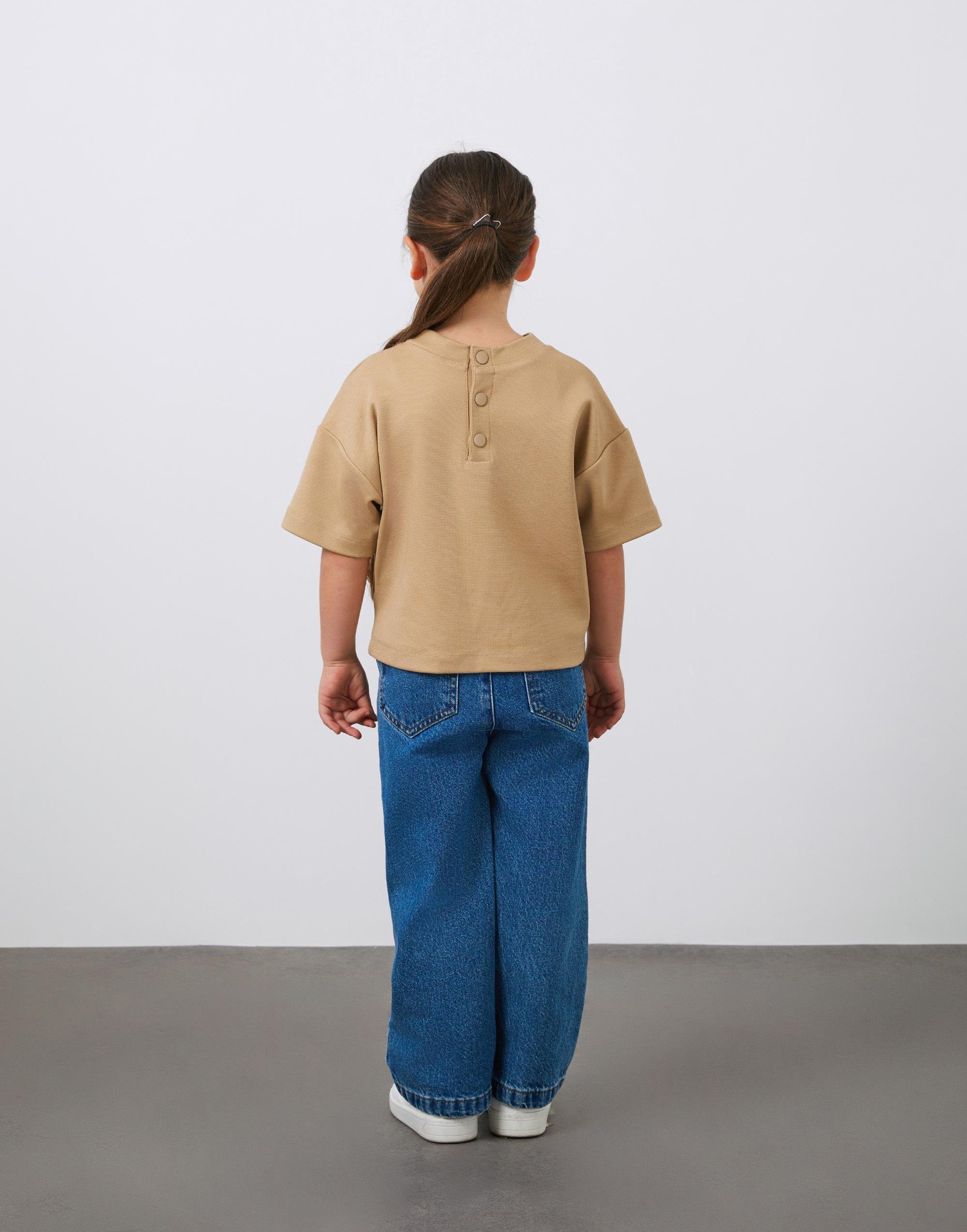 Ön Beden Koala Nakış Detaylı Kahverengi Kız Çocuk Tişört - junior, designer dresses, bachelorette, party dresses and graduation dresses.