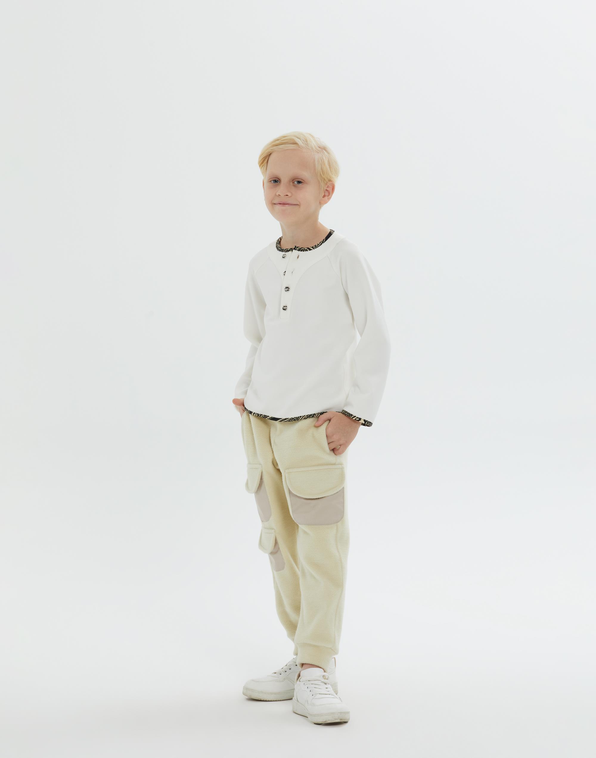 Ön Pat Düğme Kapamalı Biyeli Ekru Erkek Çocuk Bluz - junior, designer dresses, bachelorette, party dresses and graduation dresses.