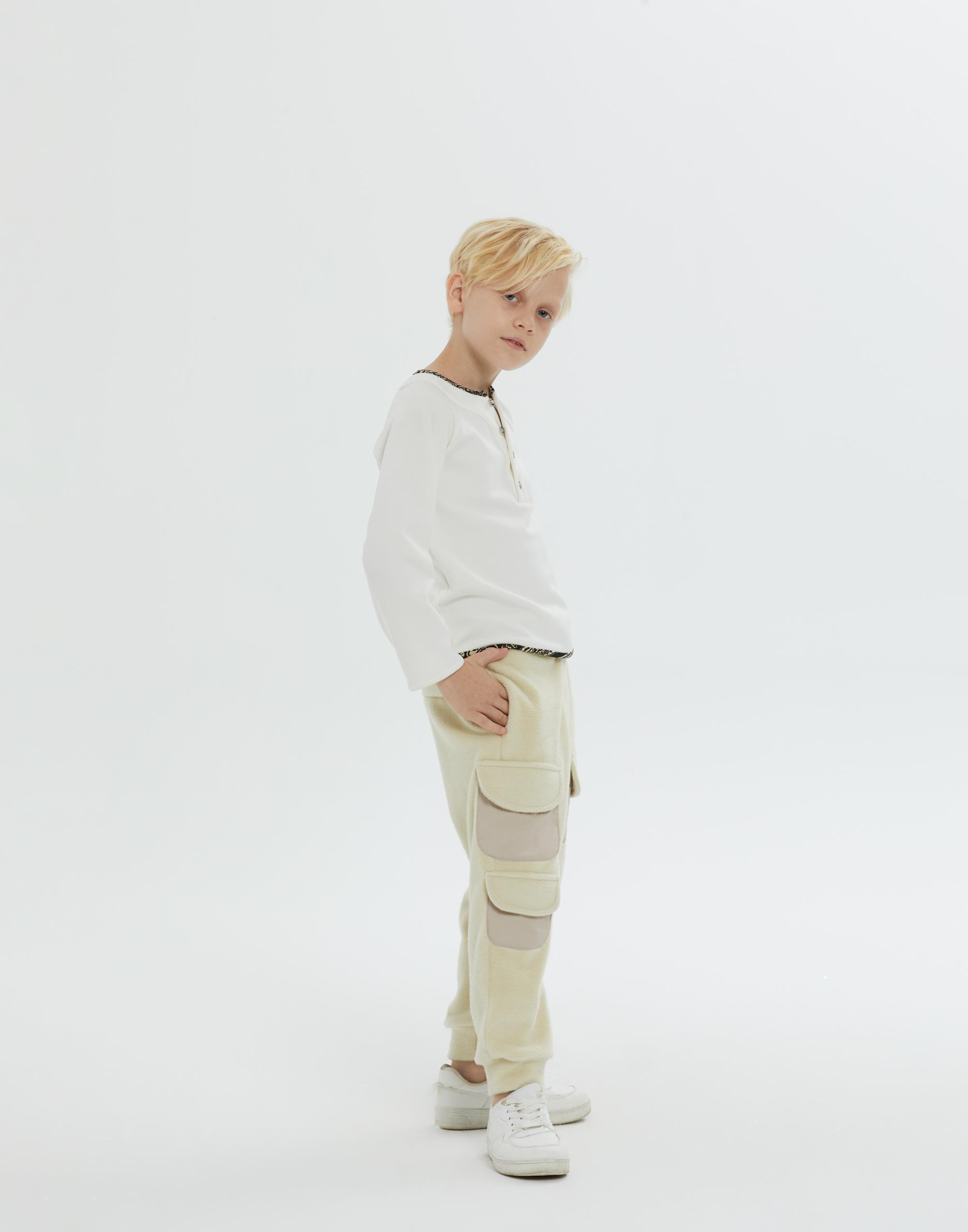 Ön Pat Düğme Kapamalı Biyeli Ekru Erkek Çocuk Bluz - junior, designer dresses, bachelorette, party dresses and graduation dresses.