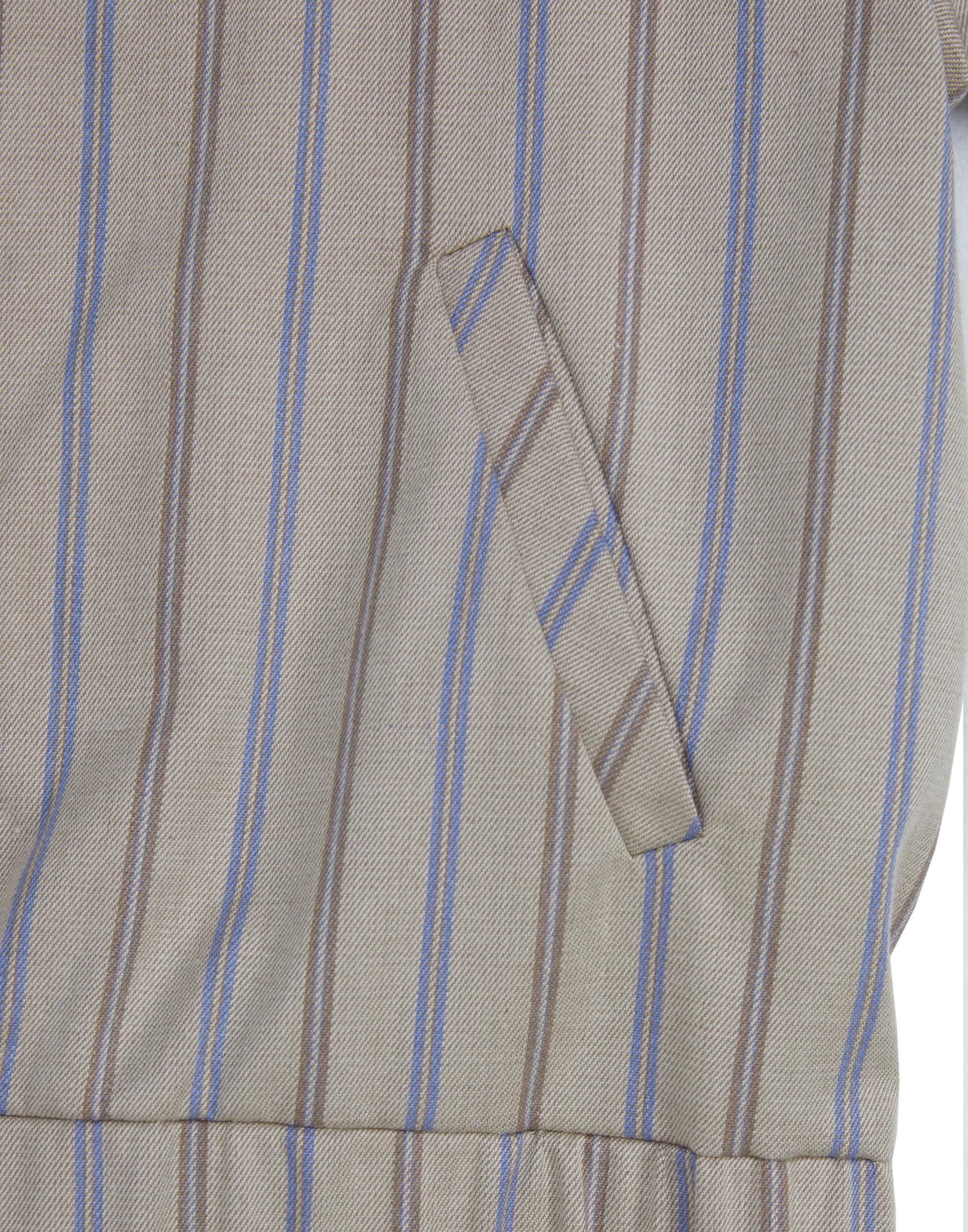 Ön Ve Ortadan Fermuarlı Baskılı Çizgili Bej Ceket - junior, designer dresses, bachelorette, party dresses and graduation dresses.