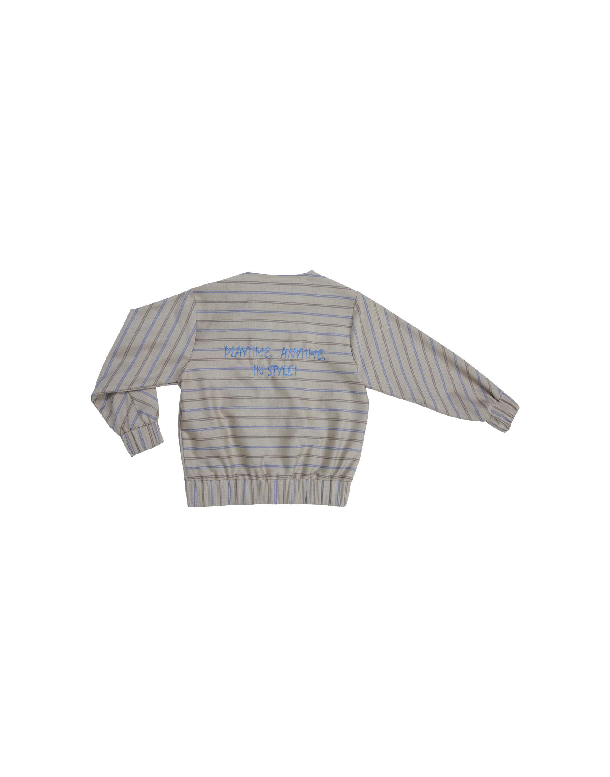 Ön Ve Ortadan Fermuarlı Baskılı Çizgili Bej Ceket - junior, designer dresses, bachelorette, party dresses and graduation dresses.