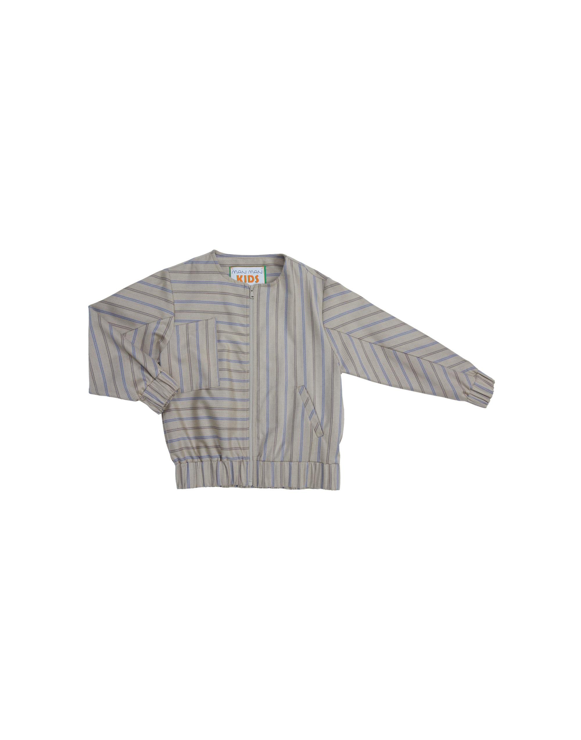 Ön Ve Ortadan Fermuarlı Baskılı Çizgili Bej Ceket - junior, designer dresses, bachelorette, party dresses and graduation dresses.