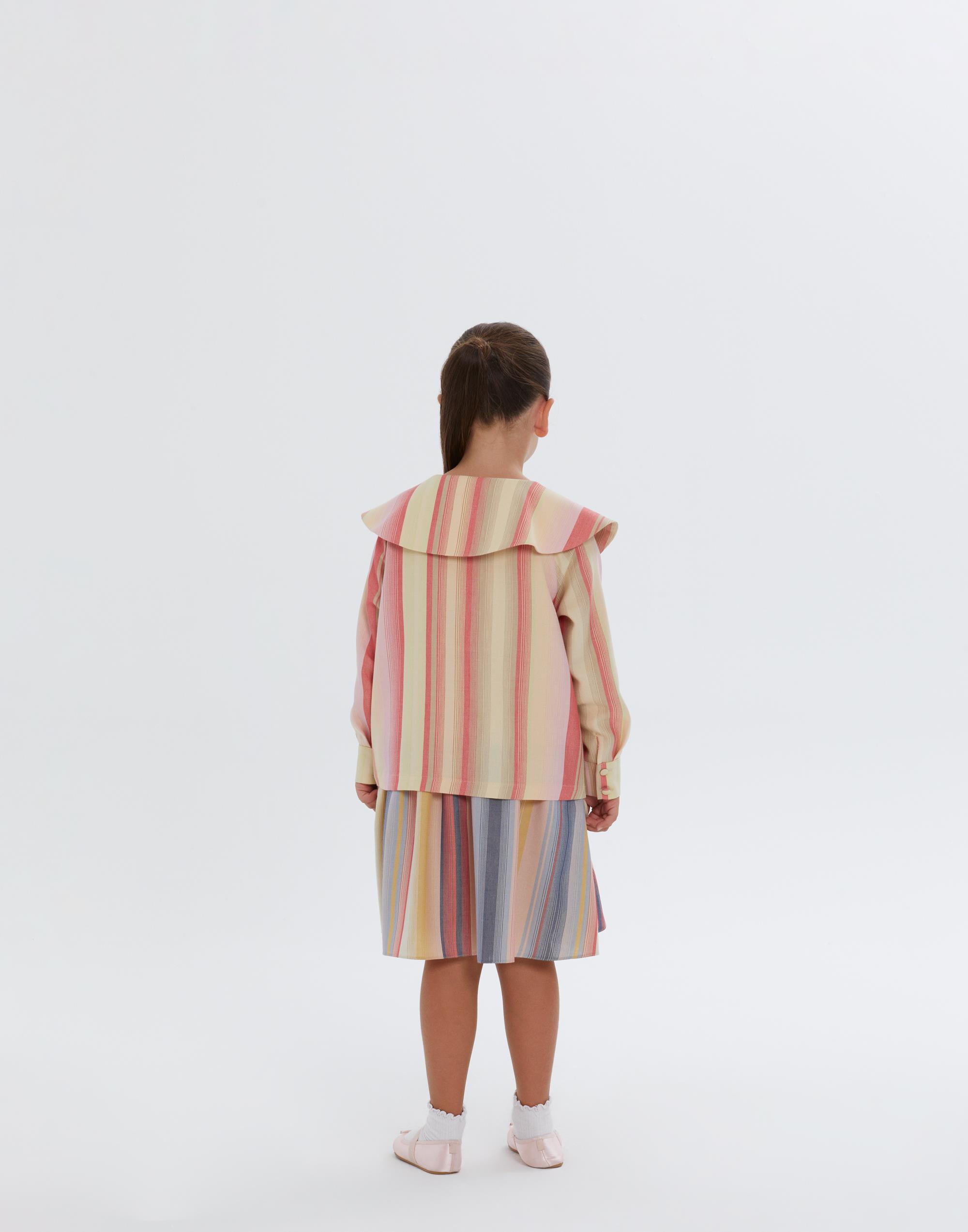 Önlük Yaka Çizgili Uzun Kollu Kız Çocuk Elbise - junior, designer dresses, bachelorette, party dresses and graduation dresses.