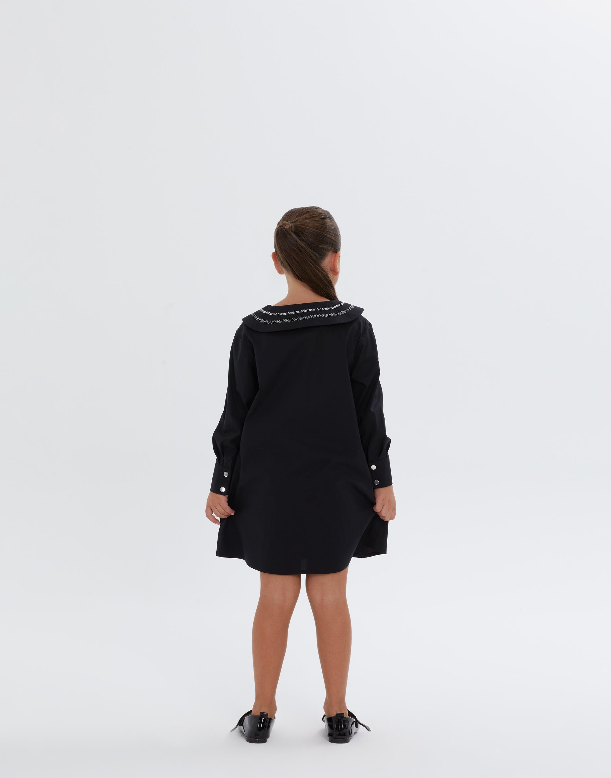 Önlük Yaka Uzun Kullu Düğme Detaylı Kısa Kız Çocuk Elbise - junior, designer dresses, bachelorette, party dresses and graduation dresses.