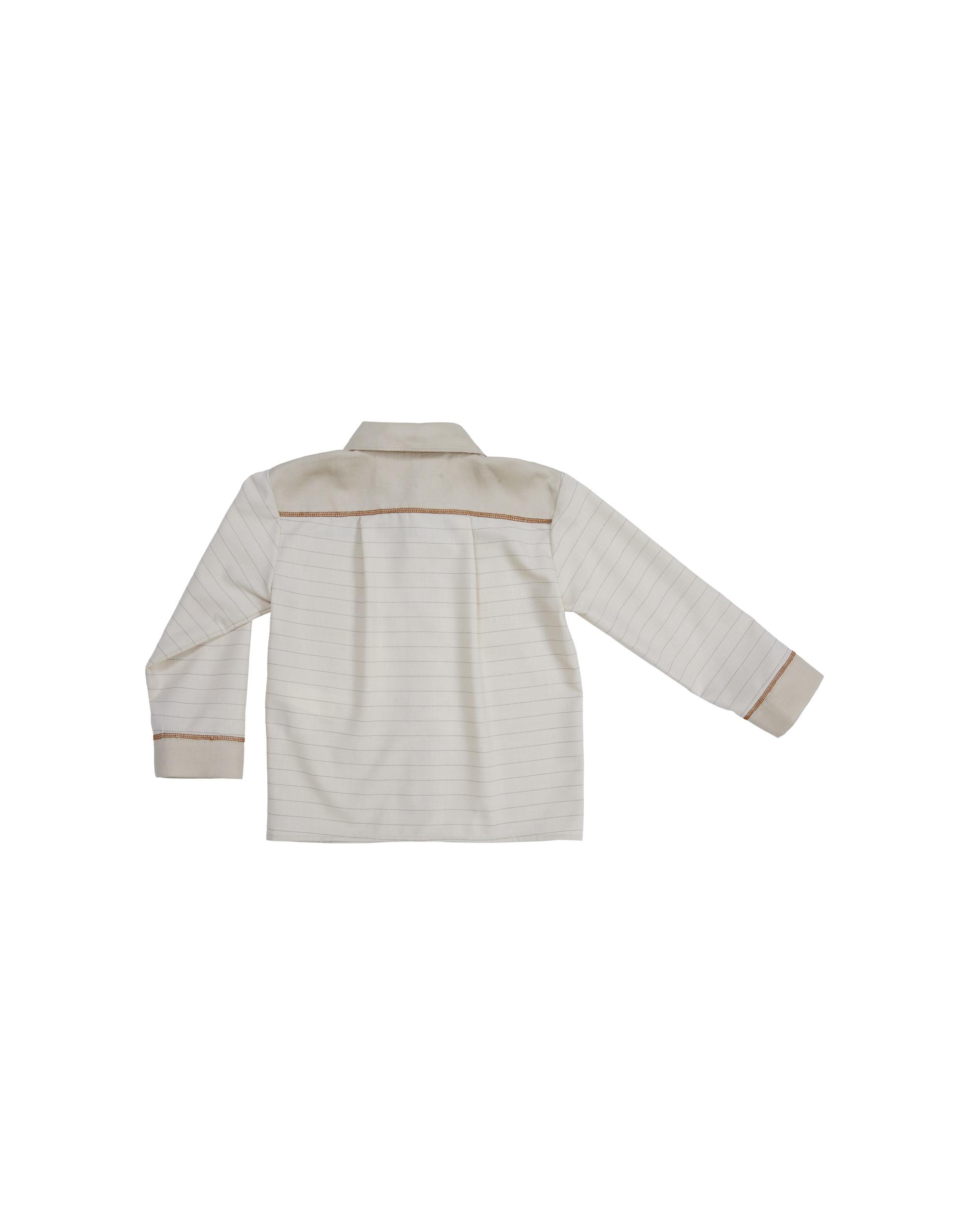 Önü Cepli Desenli Uzun Kollu Bej Gömlek - junior, designer dresses, bachelorette, party dresses and graduation dresses.