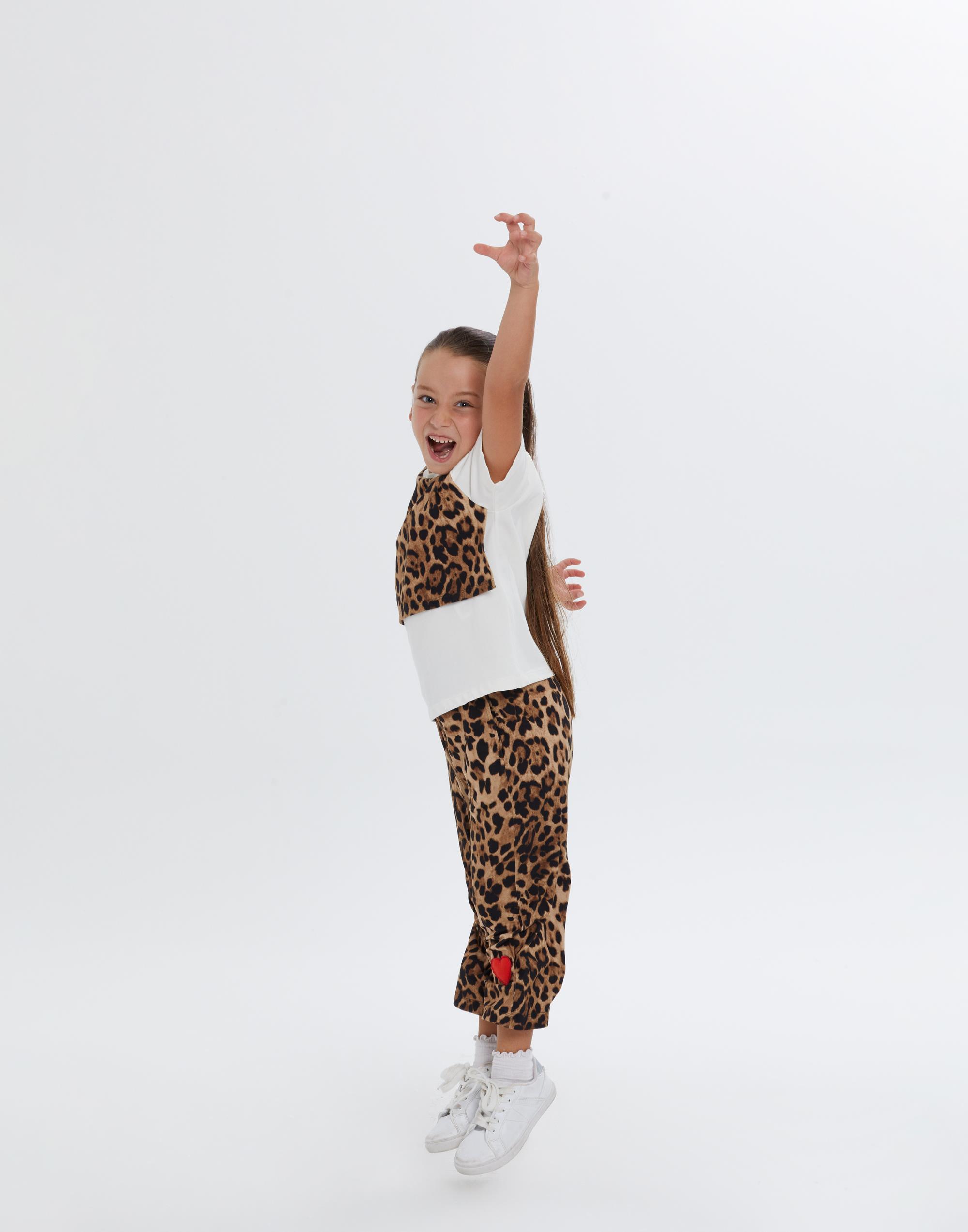 Önü Leopar Desenli Ekru Kız Çocuk Bluz - junior, designer dresses, bachelorette, party dresses and graduation dresses.