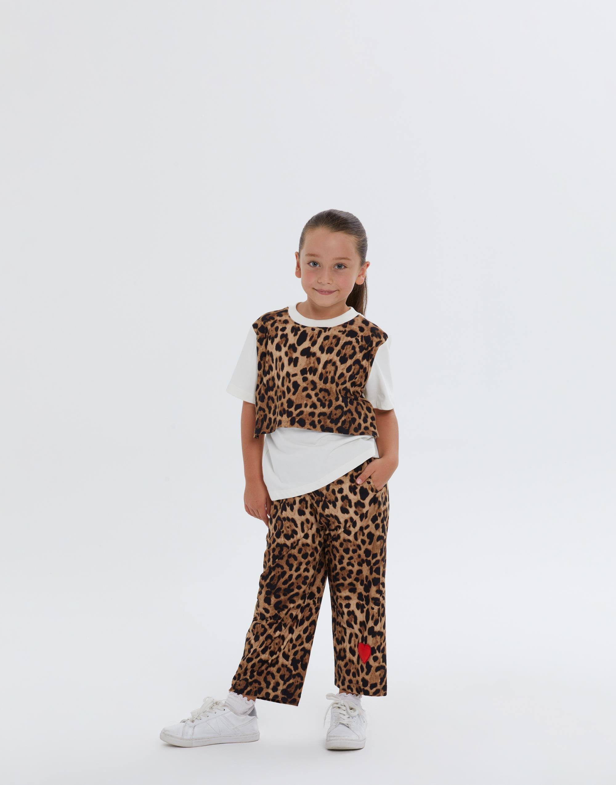 Önü Leopar Desenli Ekru Kız Çocuk Bluz - junior, designer dresses, bachelorette, party dresses and graduation dresses.