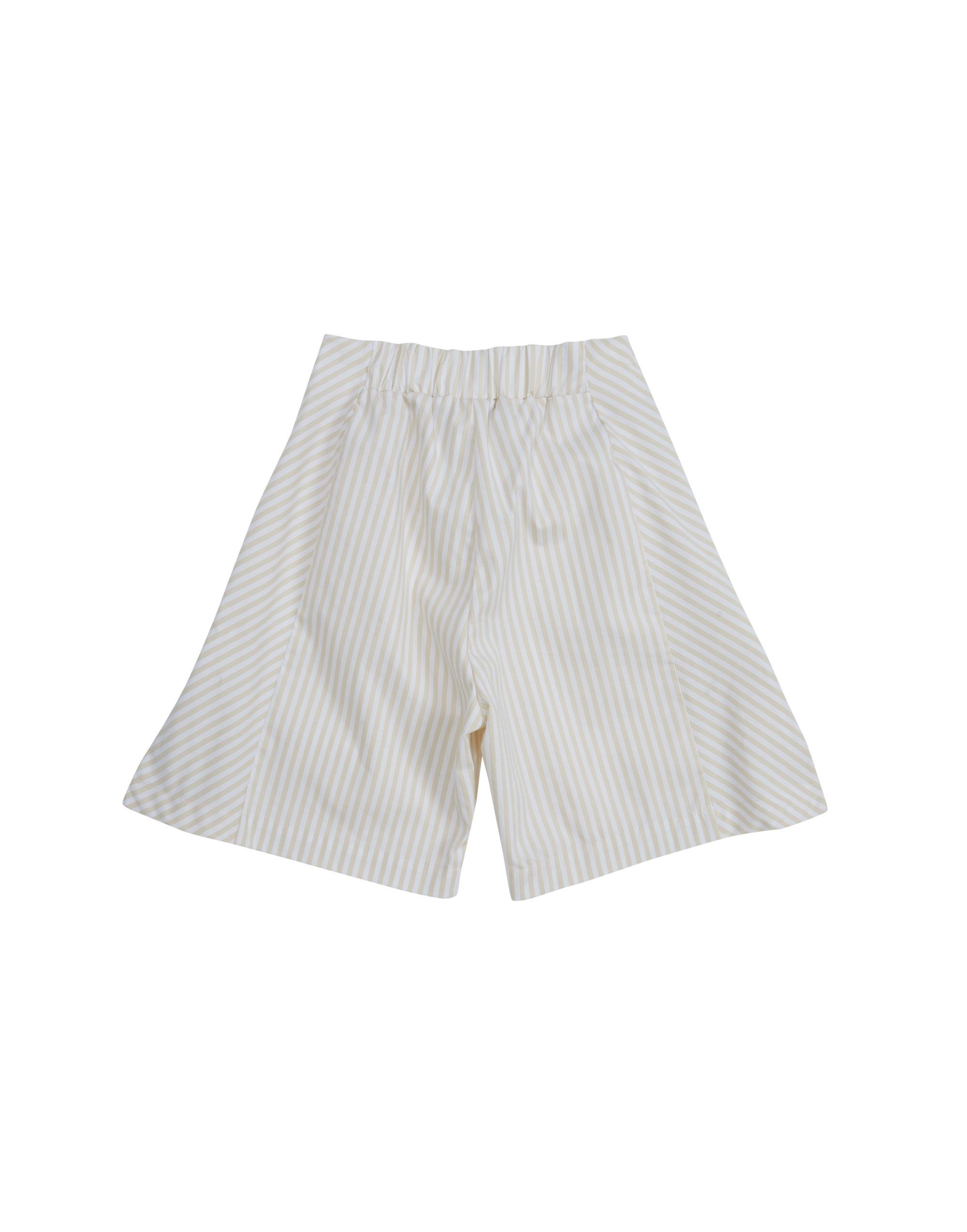 Paçaları Yırtmaçlı Fiyonk Detaylı Çizgili Bej Şort - junior, designer dresses, bachelorette, party dresses and graduation dresses.