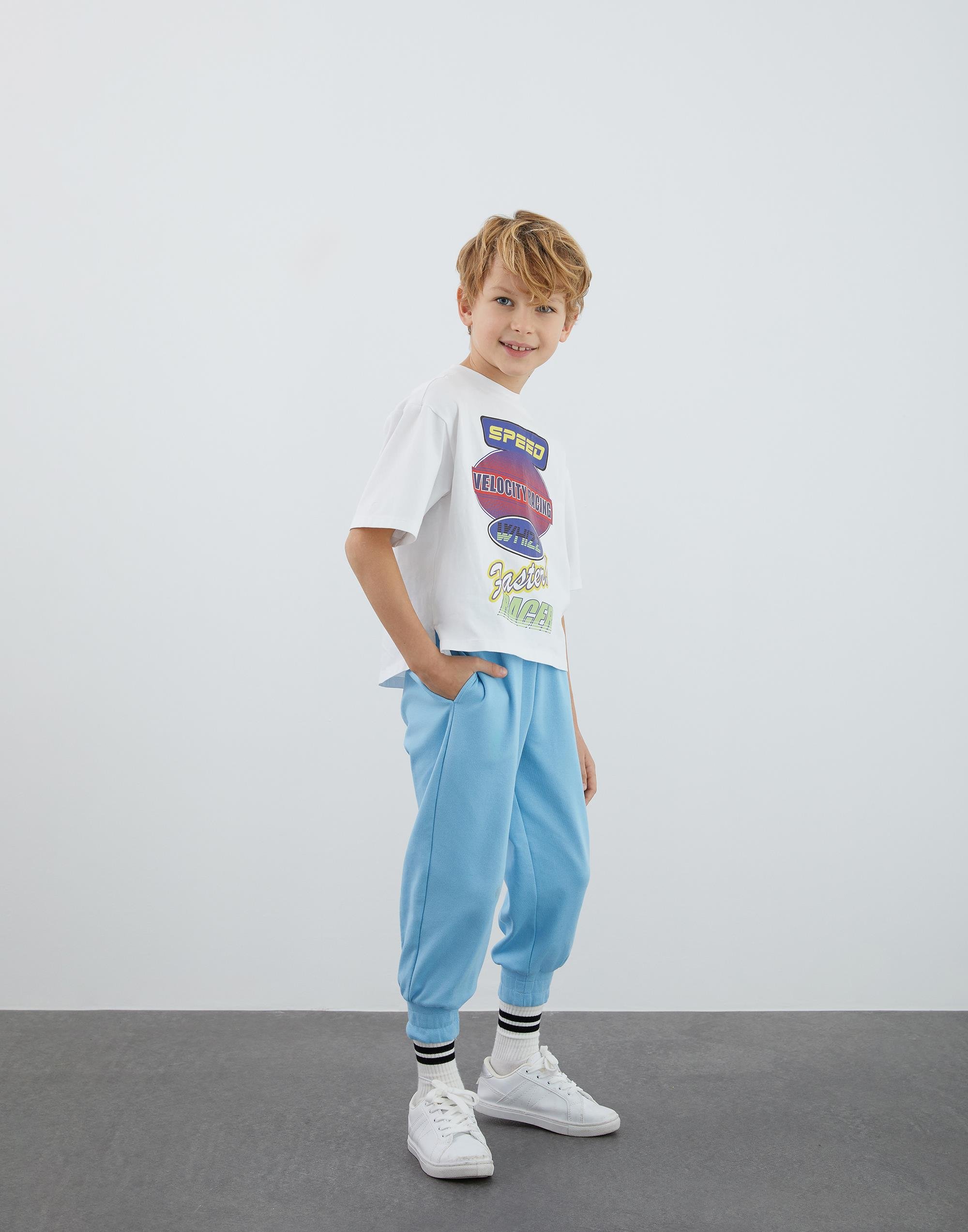 Pileli Jogger Mavi Pantolon - junior, designer dresses, bachelorette, party dresses and graduation dresses.