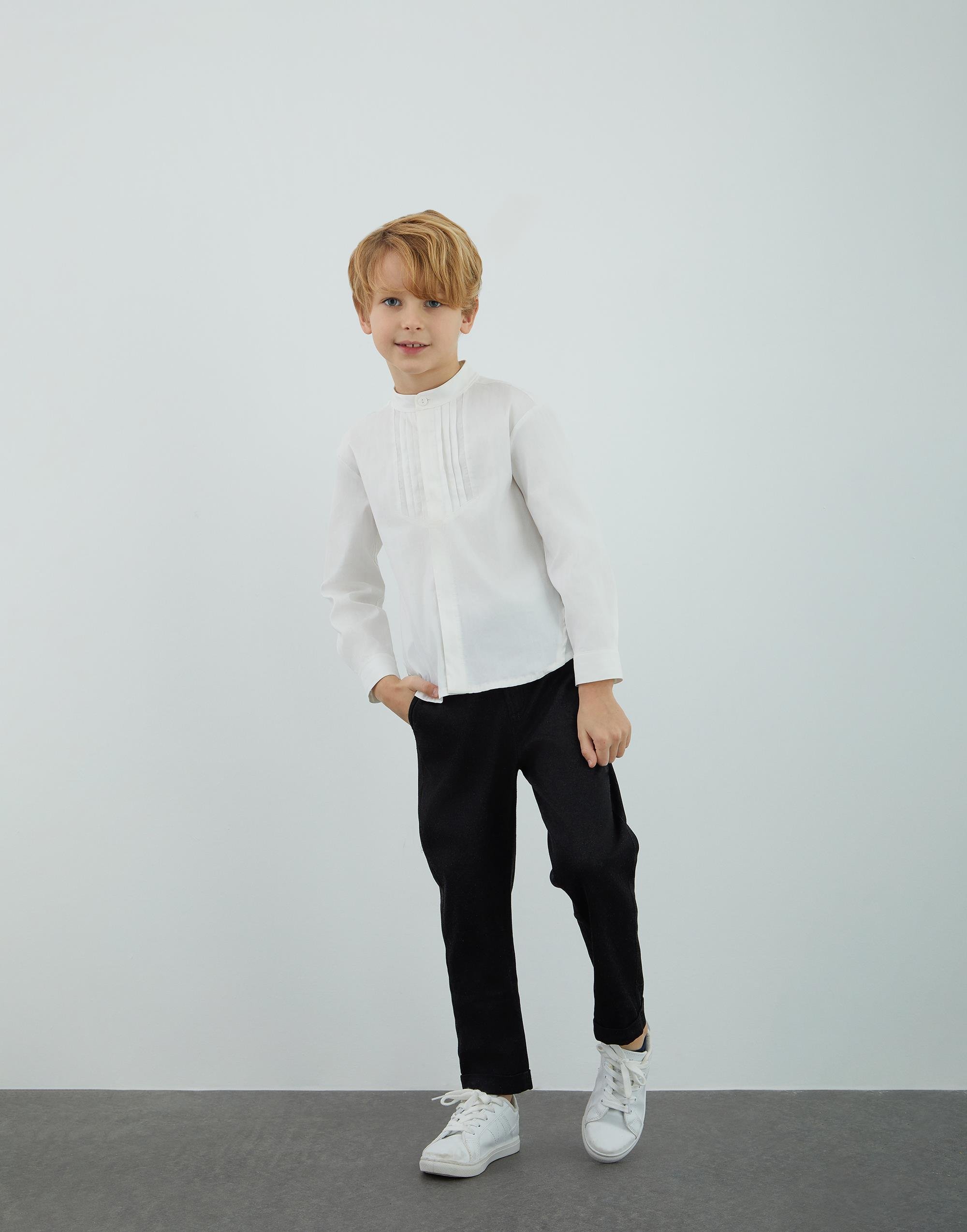 Pili Detaylı Beyaz Gömlek - junior, designer dresses, bachelorette, party dresses and graduation dresses.