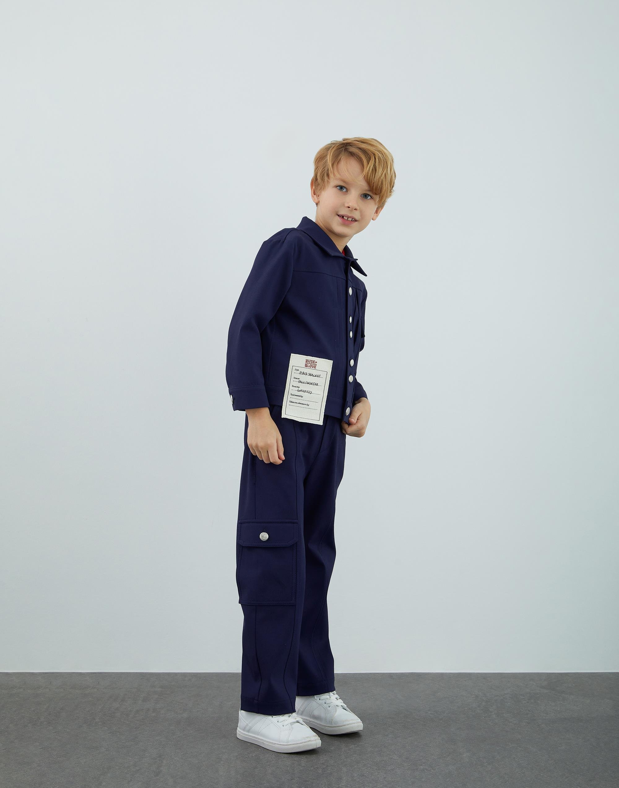 Pili Ve Nakış Detaylı Lacivert Ceket - junior, designer dresses, bachelorette, party dresses and graduation dresses.