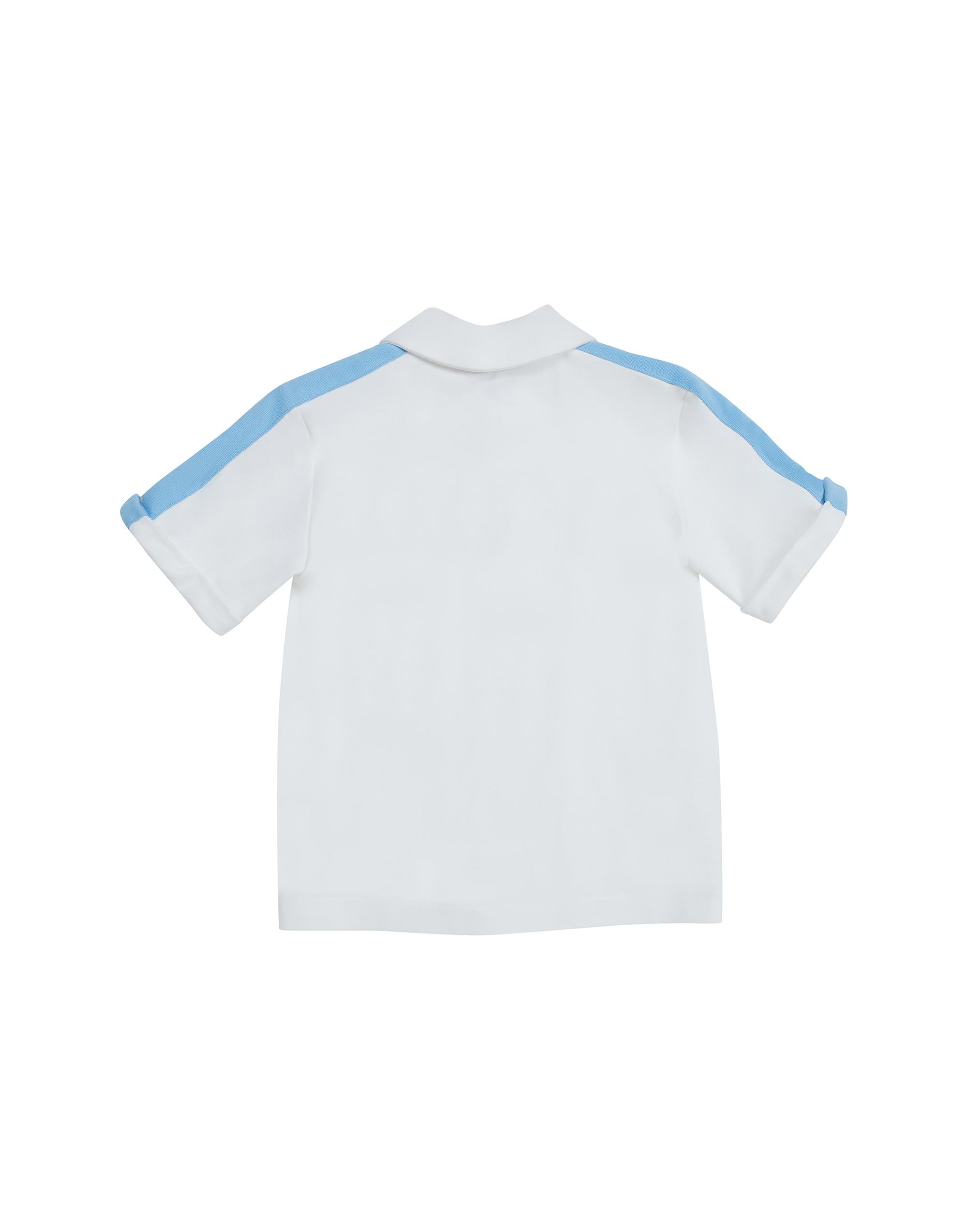 POLO YAKA BASKILI NAKIŞ DETAYLI OMUZLARDA ÇİZGİLİ DESENDEN GARNİ KUMAŞLI T-SHIRT - junior, designer dresses, bachelorette, party dresses and graduation dresses.