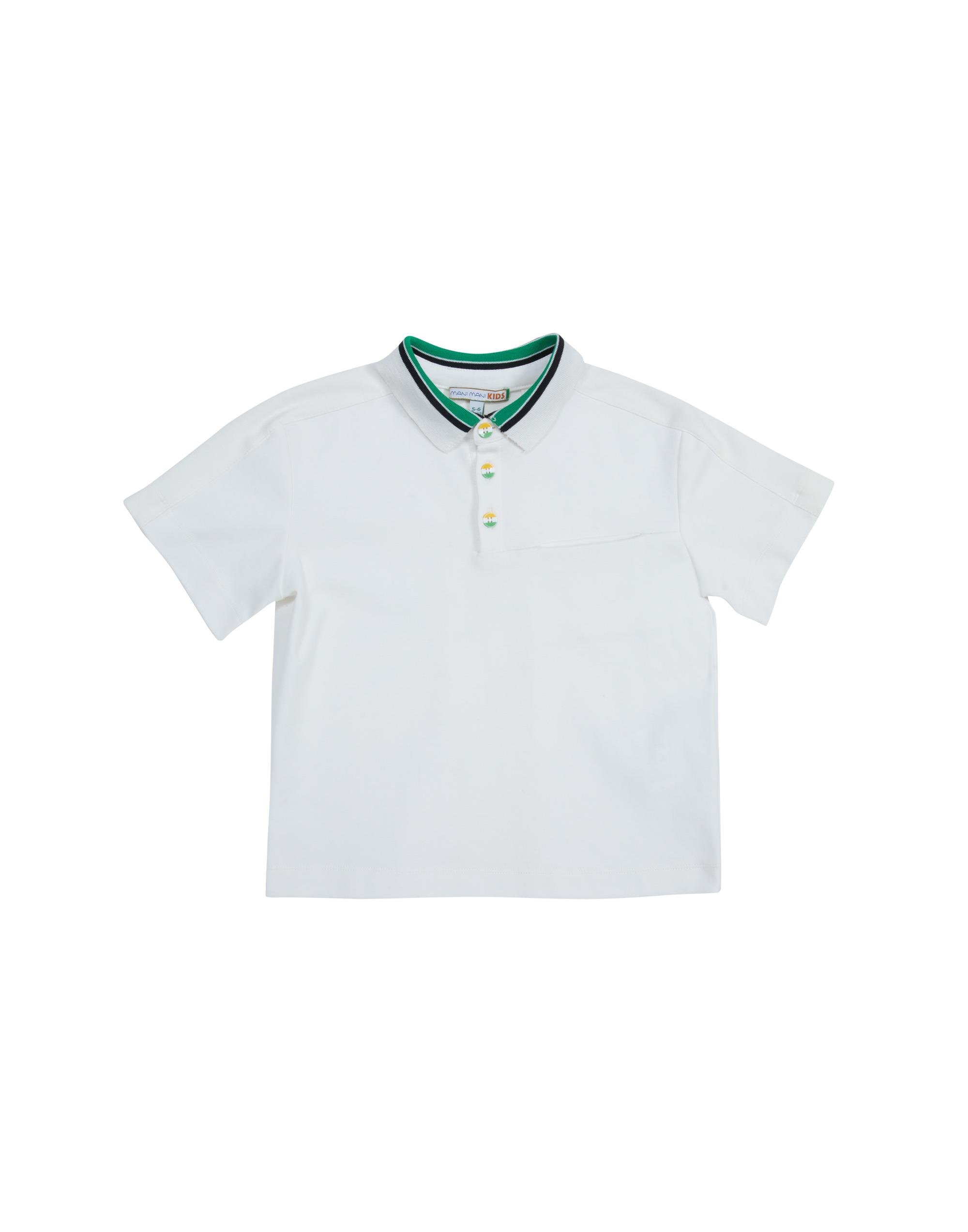 White Polo Shirt With Concealed Pockets - junior, designer dresses, bachelorette, party dresses and graduation dresses.