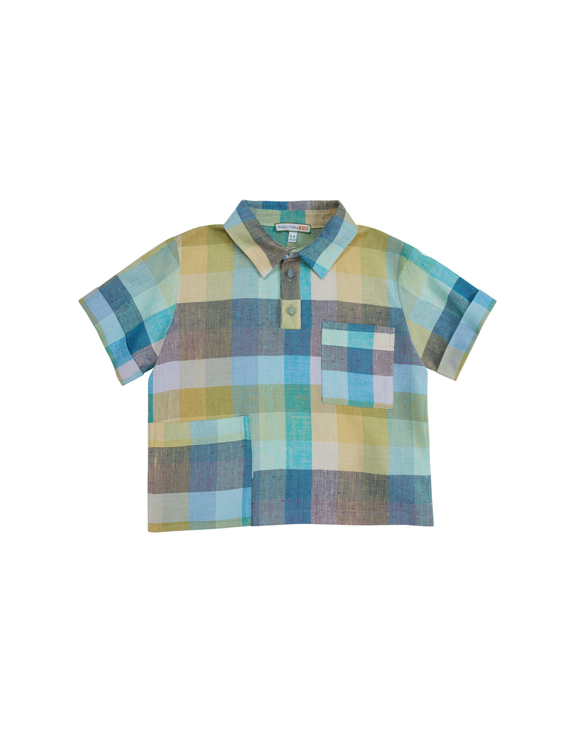 Polo Yakalı Ekose Desenli Yeşil T-Shirt - junior, designer dresses, bachelorette, party dresses and graduation dresses.