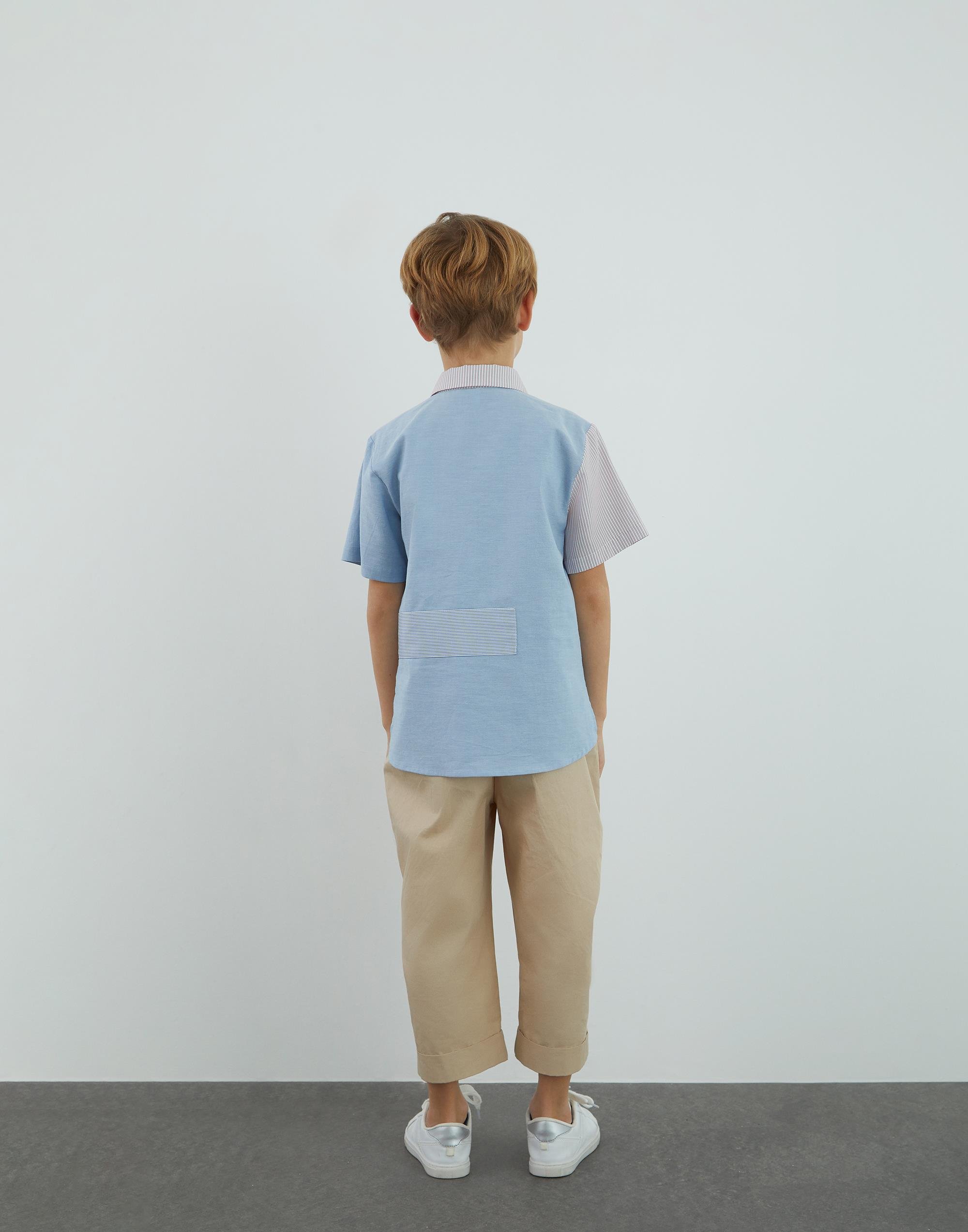 Renkli Garni Detaylı Mavi Gömlek - junior, designer dresses, bachelorette, party dresses and graduation dresses.