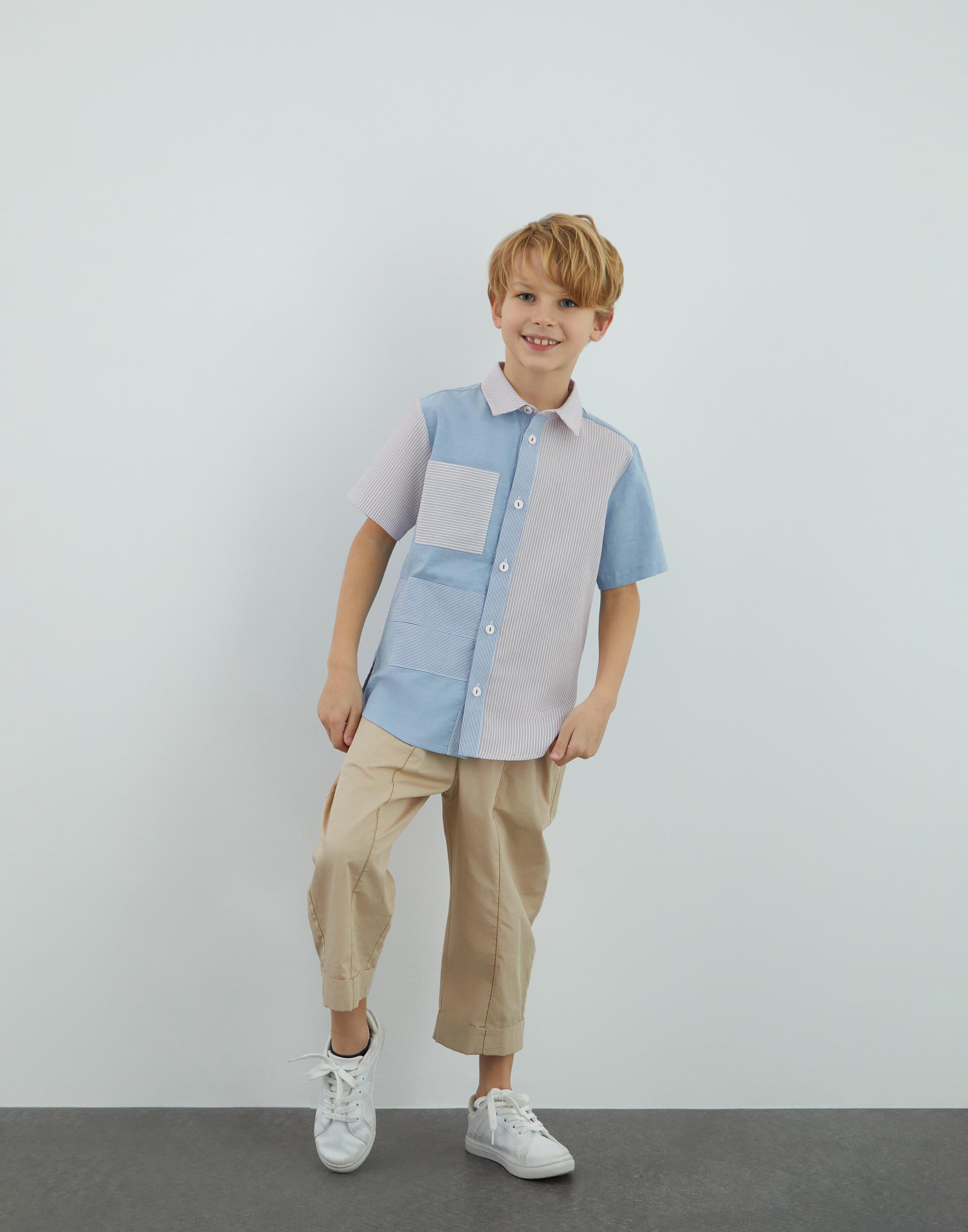 Renkli Garni Detaylı Mavi Gömlek - junior, designer dresses, bachelorette, party dresses and graduation dresses.