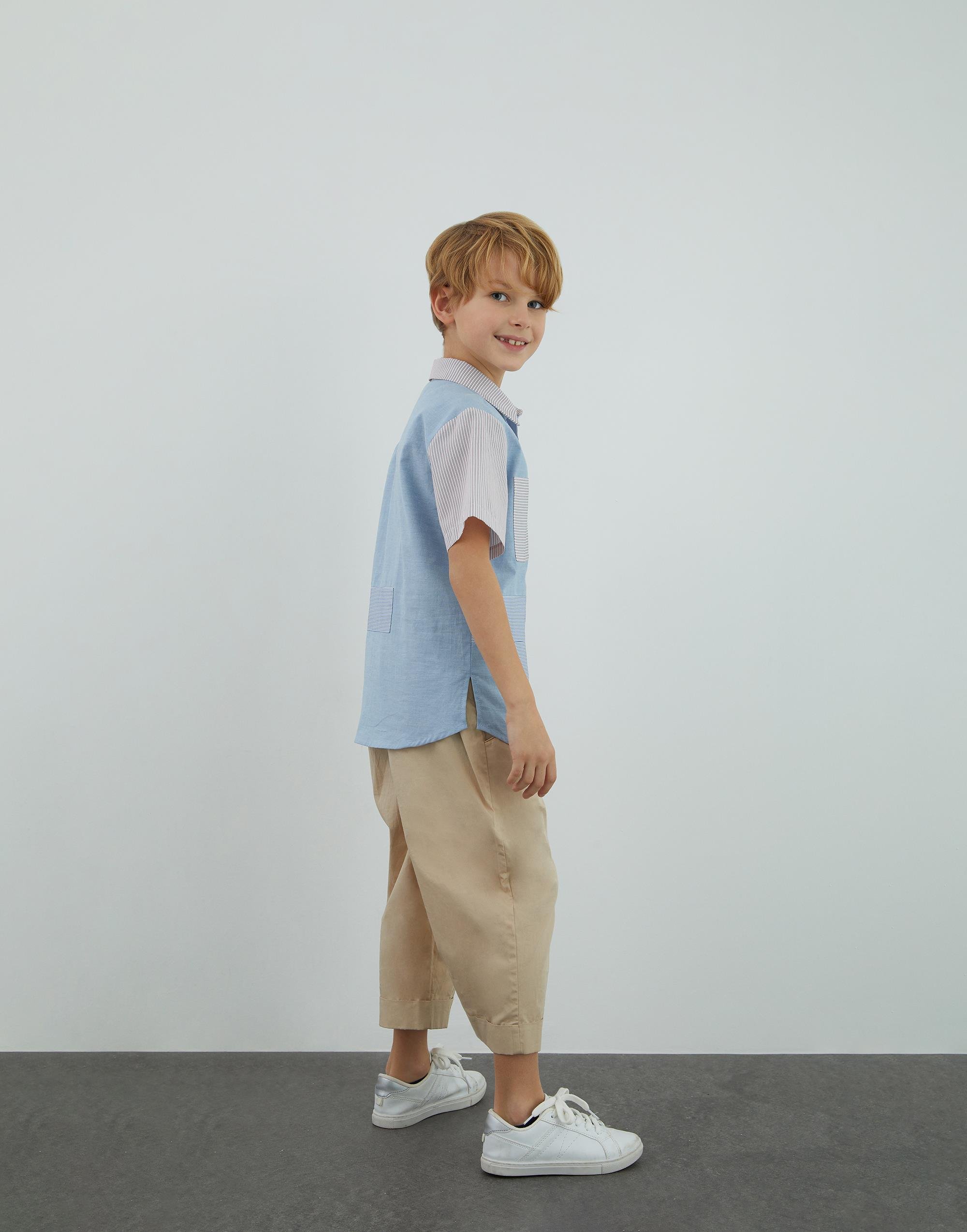 Renkli Garni Detaylı Mavi Gömlek - junior, designer dresses, bachelorette, party dresses and graduation dresses.