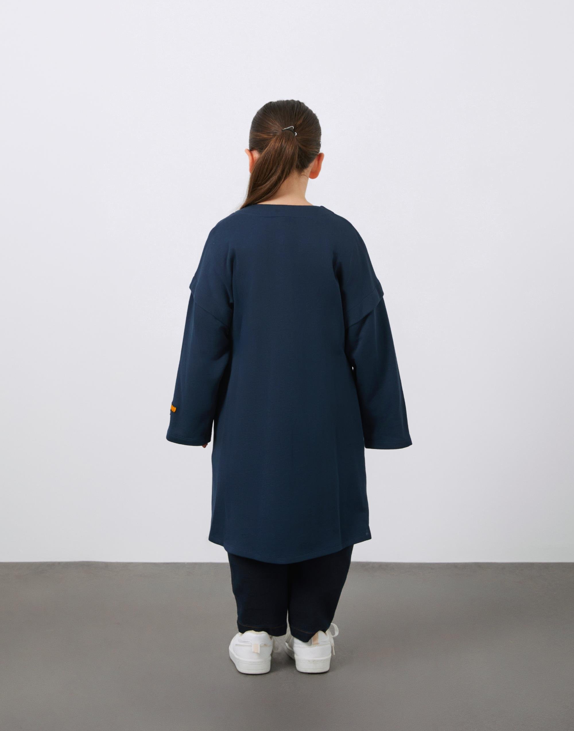 Renkli Triko ve Nakış Detaylı Kız Çocuk Fermuarlı Ceket - junior, designer dresses, bachelorette, party dresses and graduation dresses.